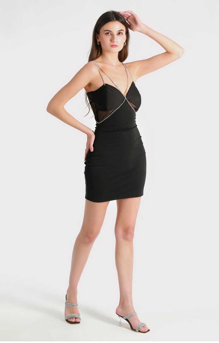 Women's Raver Black Mini Bodycon Dress
