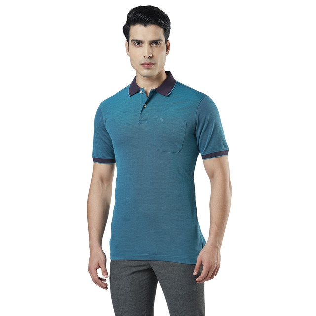 Raymond | Blue Solid Polo T-Shirt 0