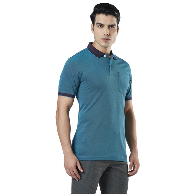 Raymond | Blue Solid Polo T-Shirt 1