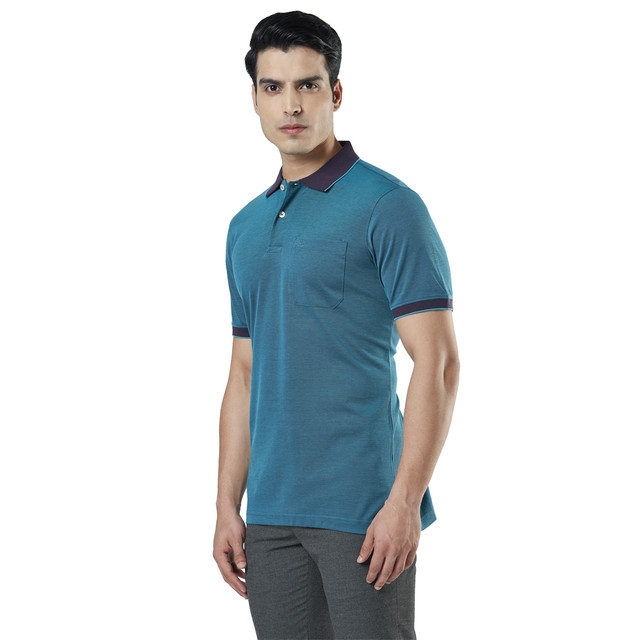 Raymond | Blue Solid Polo T-Shirt 2