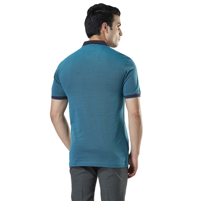 Raymond | Blue Solid Polo T-Shirt 3