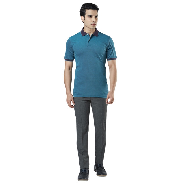 Raymond | Blue Solid Polo T-Shirt 4