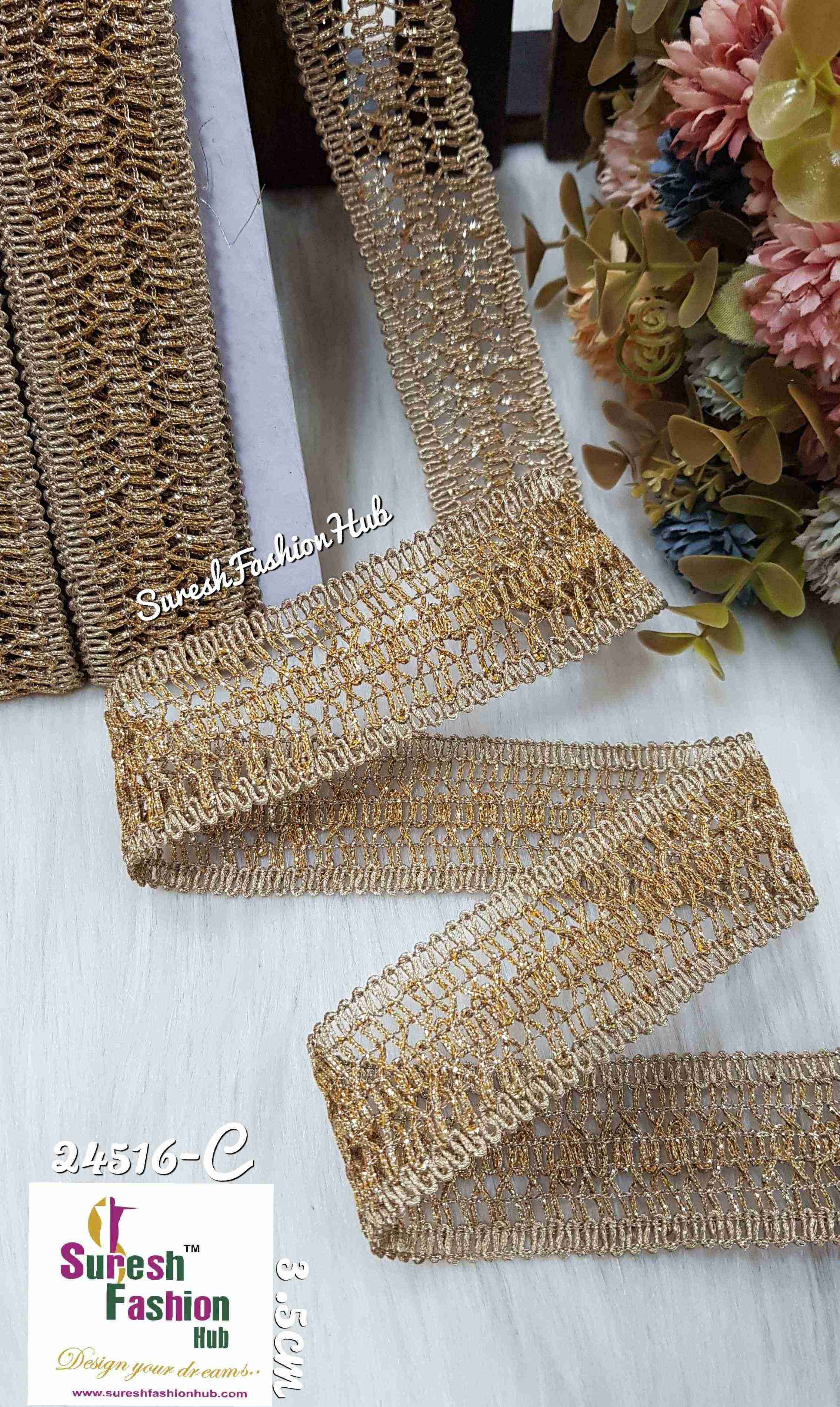 Antique Golden Dream scape Zari Laces