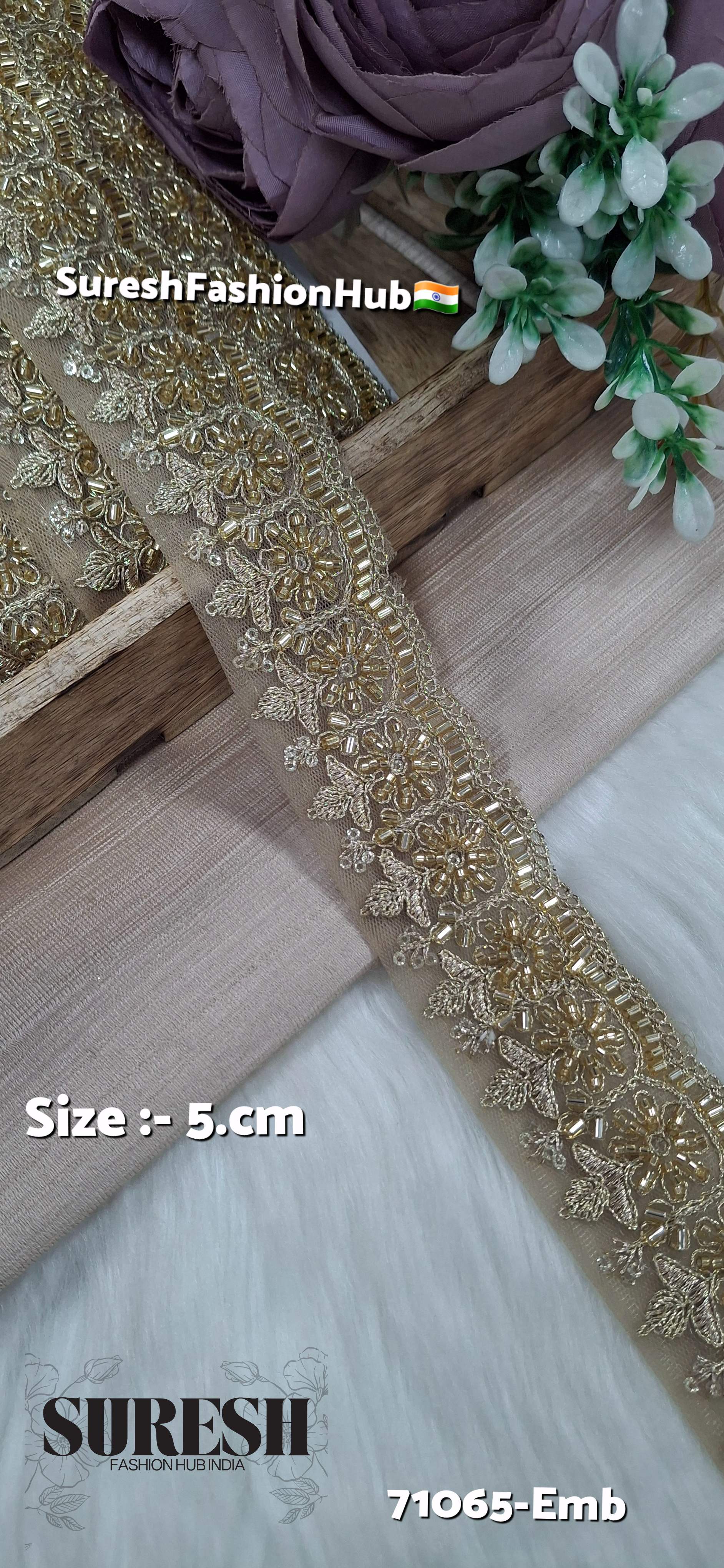 Pearl Opulent Scalloped Embroidery Lace