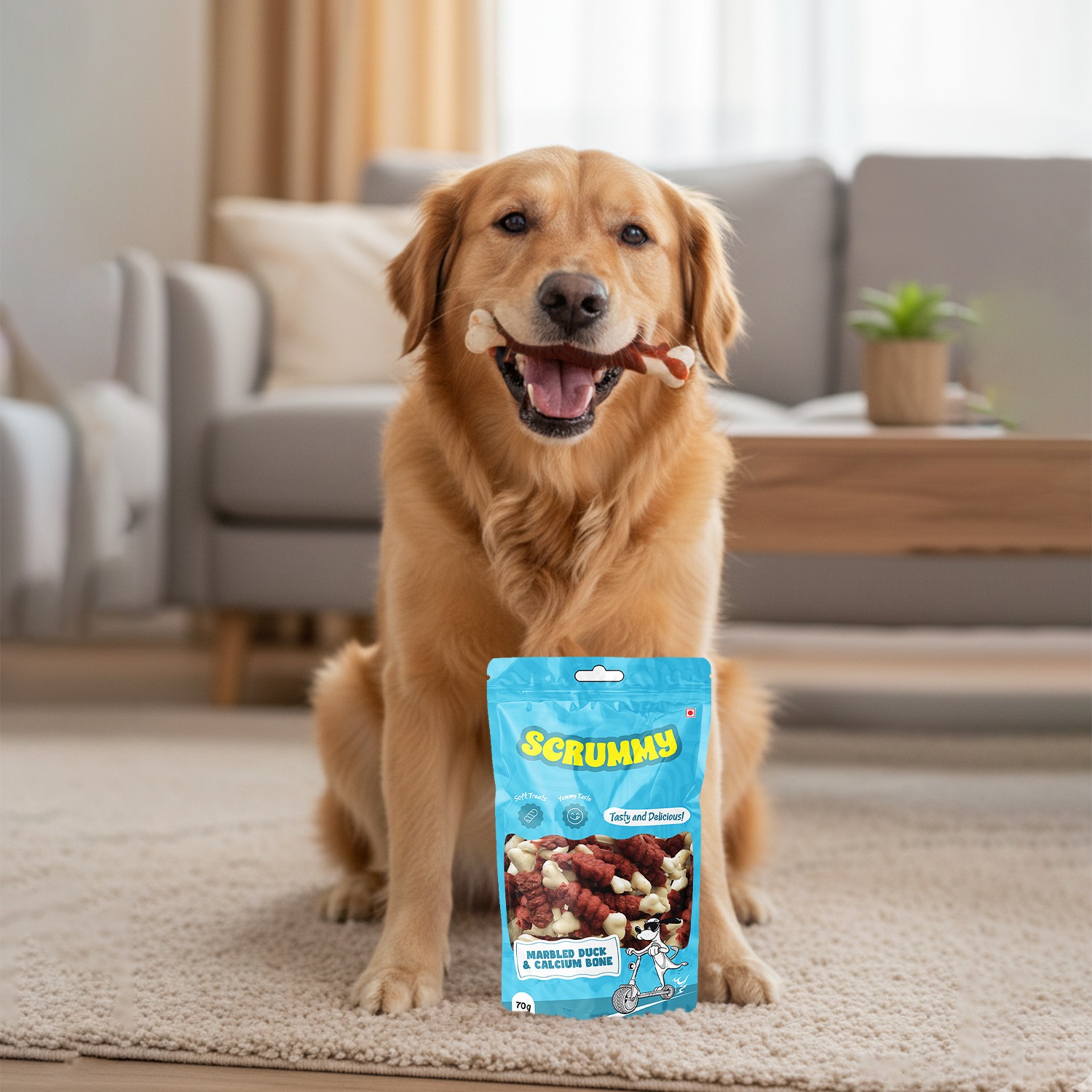Scrummy Marbled Duck Wrapped Calcium Bone Dog Treats 70g
