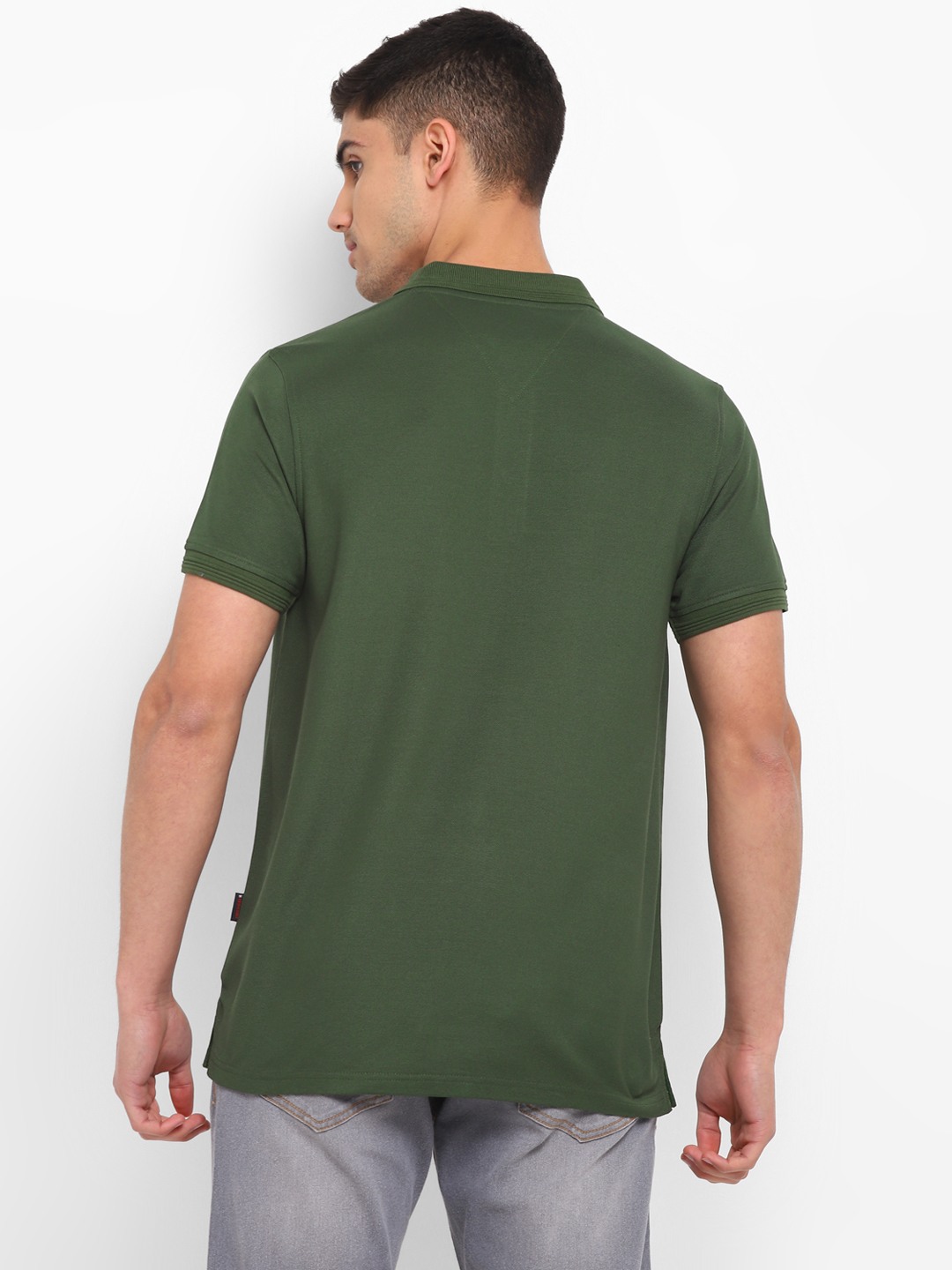 Red Chief Regular Cotton Poly Half Sleeve Olive Solid Casual T-Shirt for Men