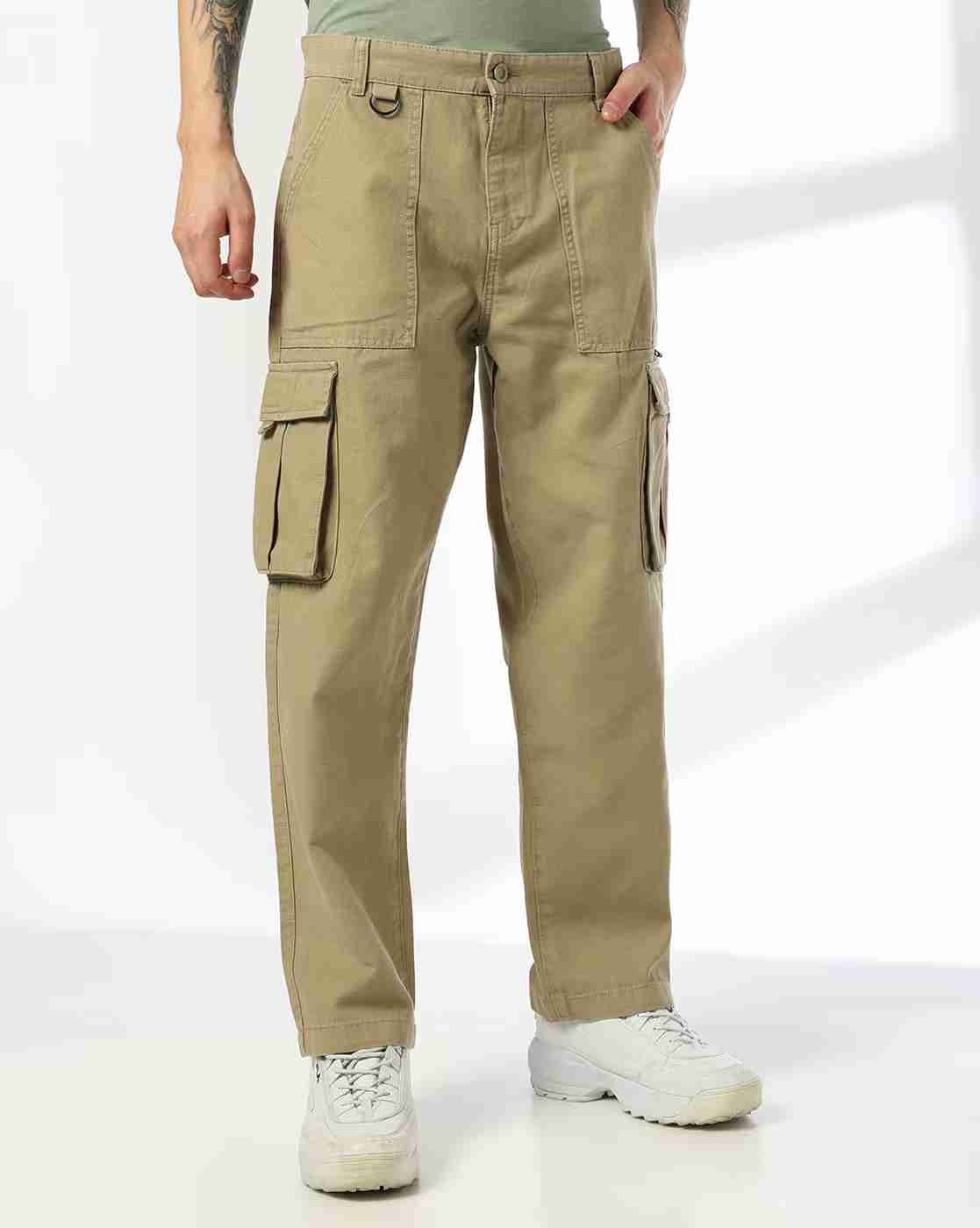 Men Flat-Front Relaxed Fit Cargo Pants