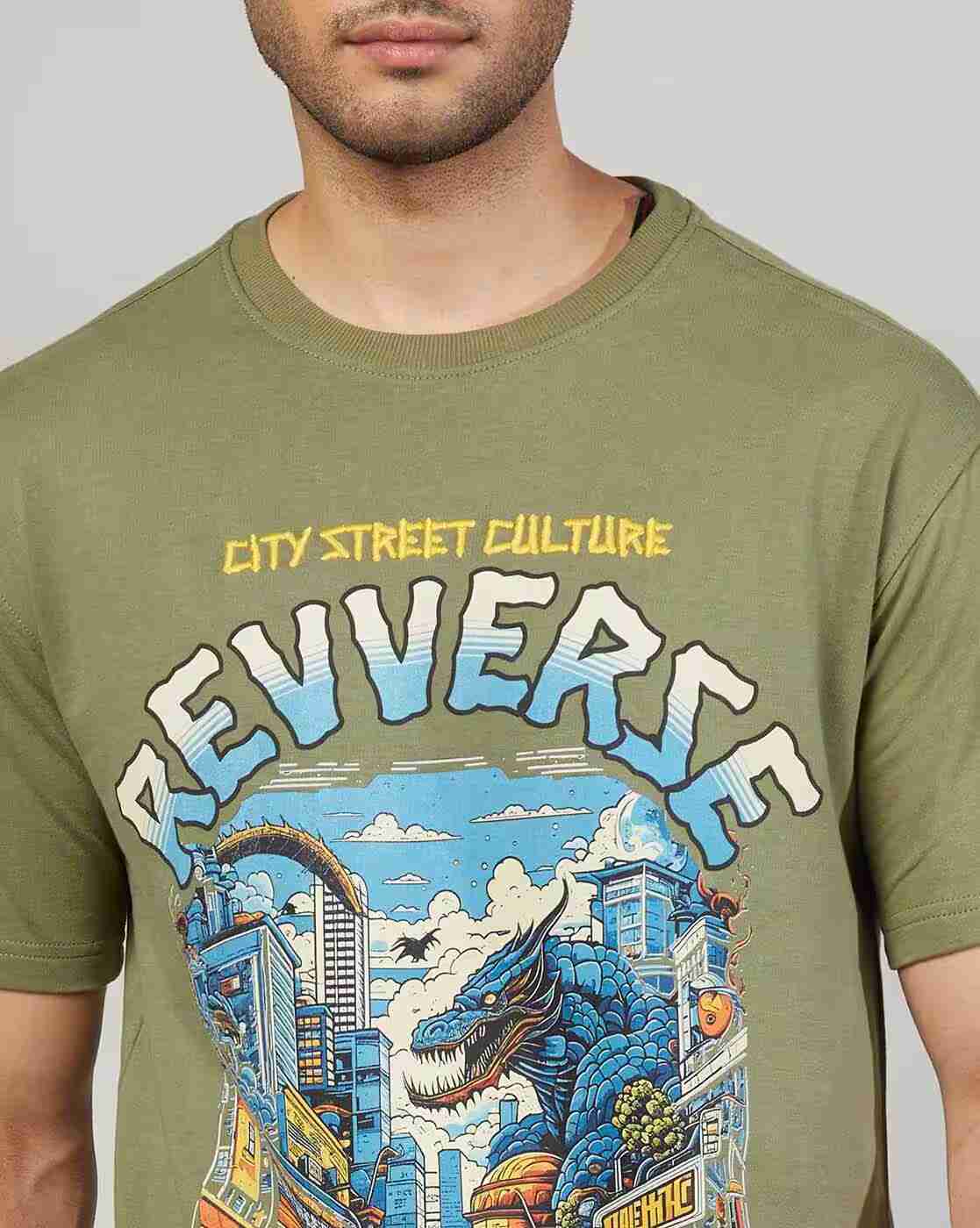 Rev-Verse | Men Graphic Print Relaxed Fit Crew-Neck T-Shirt|4