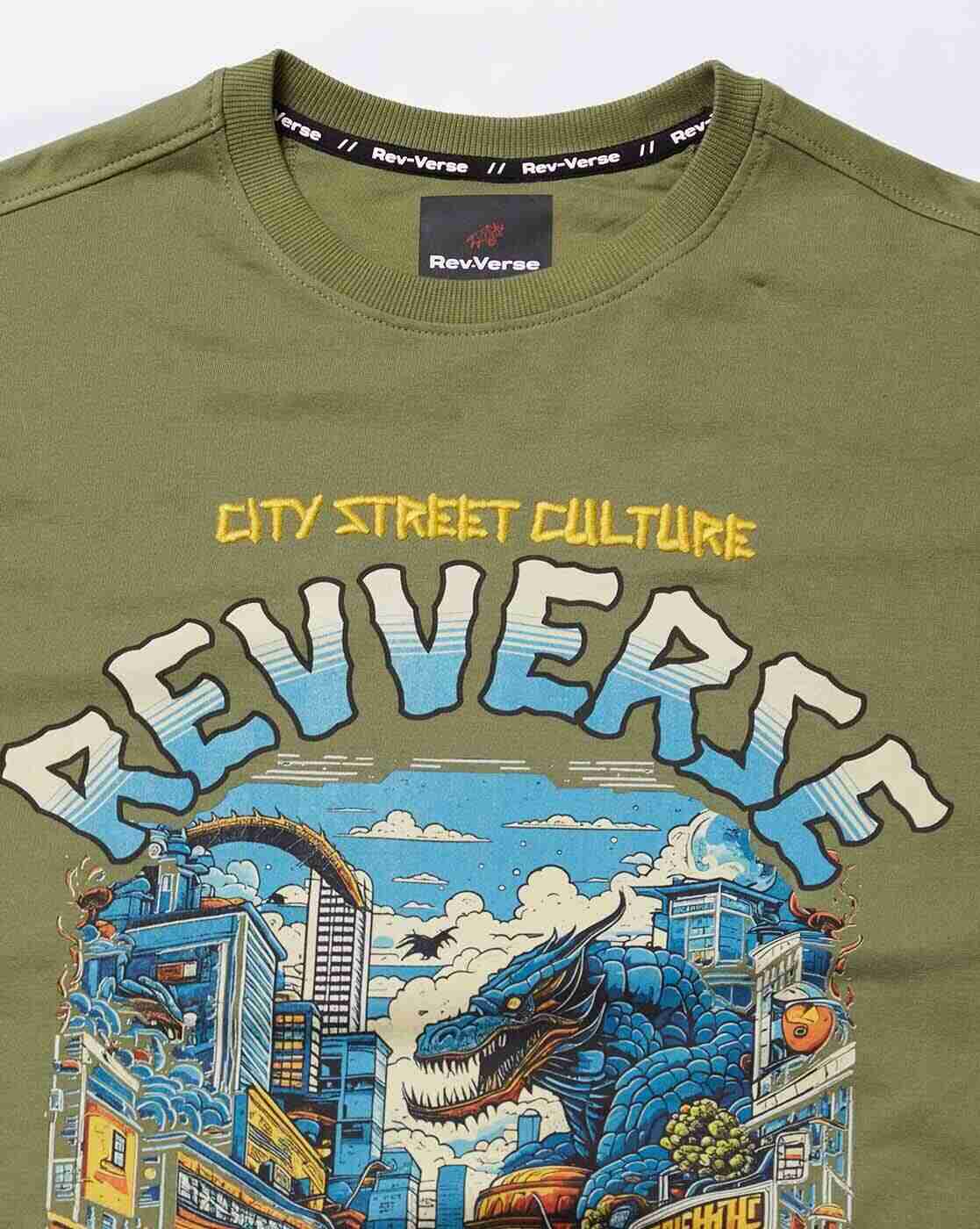 Rev-Verse | Men Graphic Print Relaxed Fit Crew-Neck T-Shirt|5