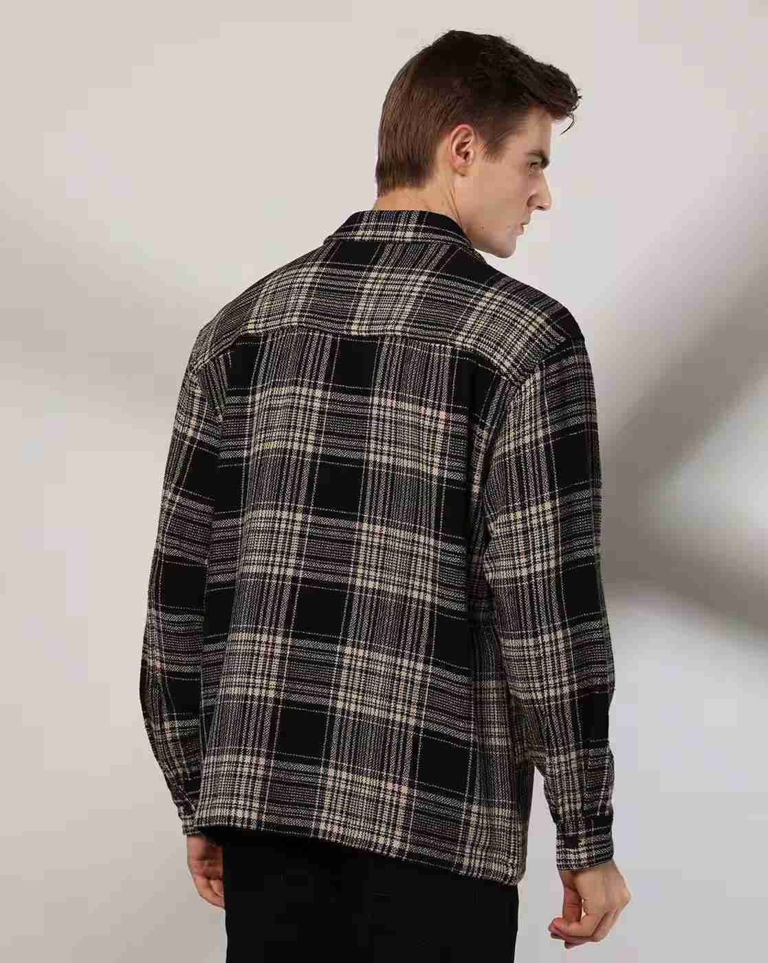 Rev-Verse | Men Checked Oversized Fit Shacket|2