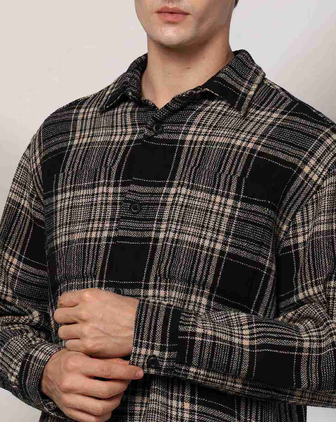 Rev-Verse | Men Checked Oversized Fit Shacket|3
