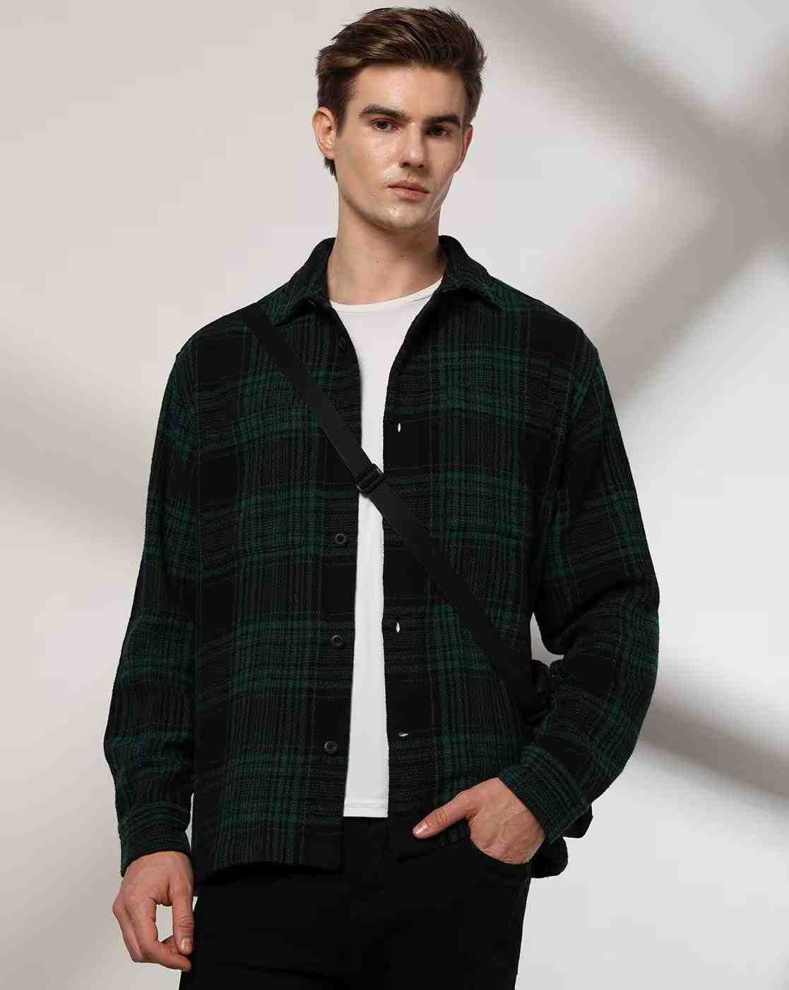 Rev-Verse | Men Checked Oversized Shacket|0