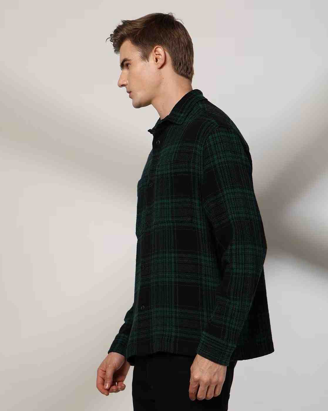 Rev-Verse | Men Checked Oversized Shacket|1