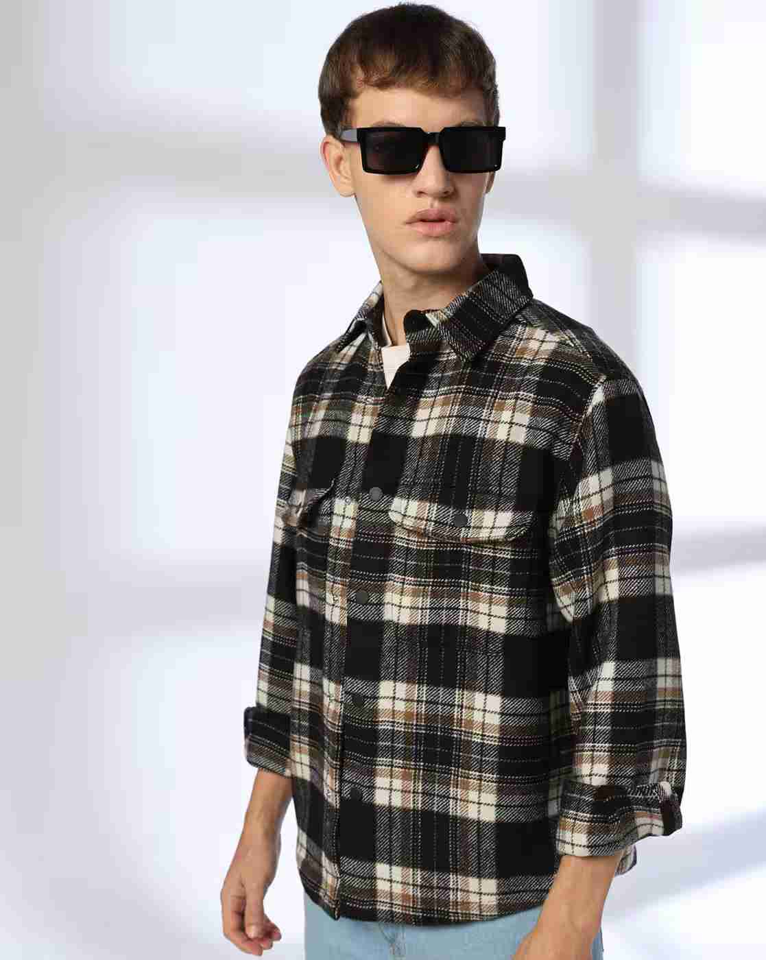 Men Checked Slim Fit Shacket