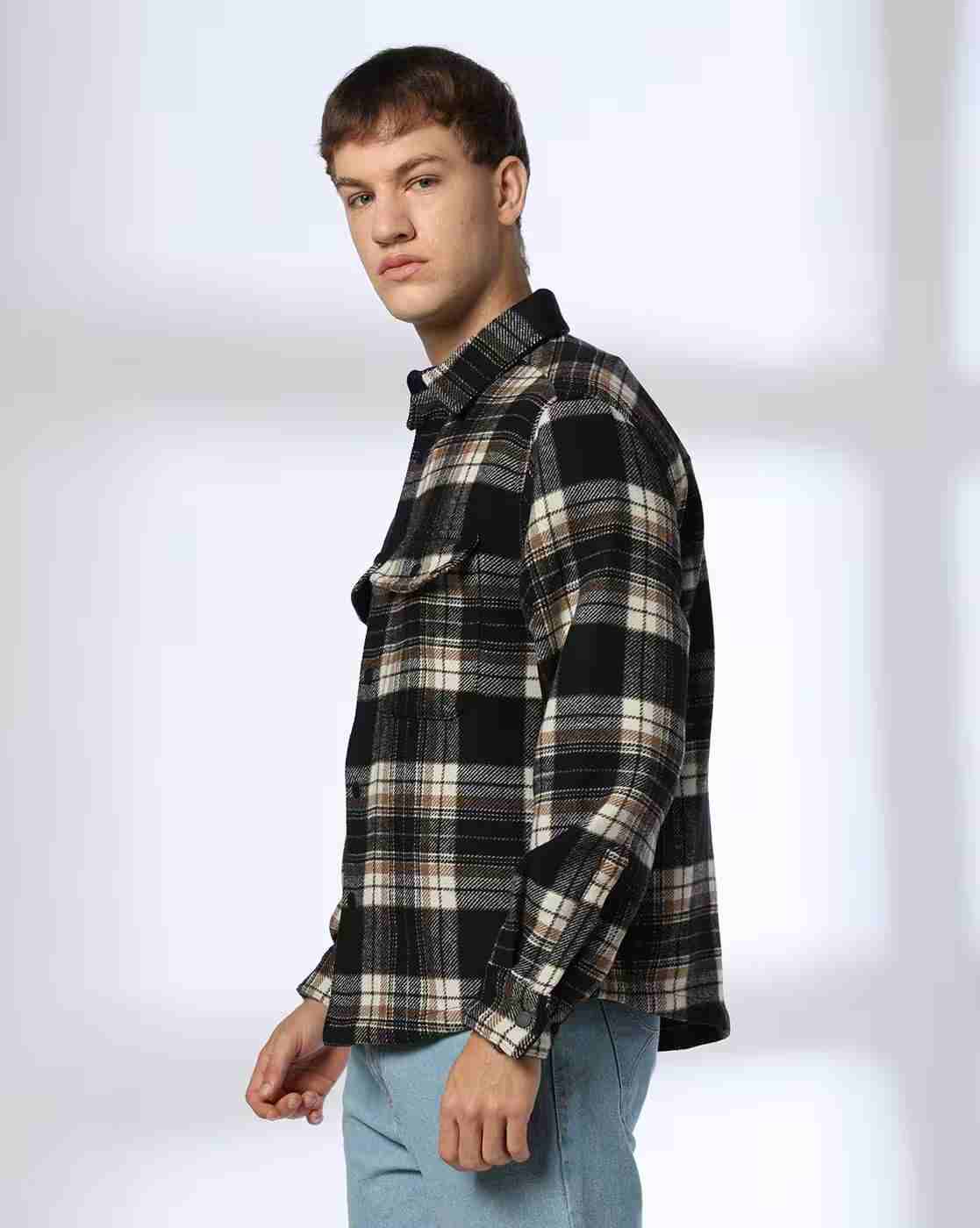 Rev-Verse | Men Checked Slim Fit Shacket