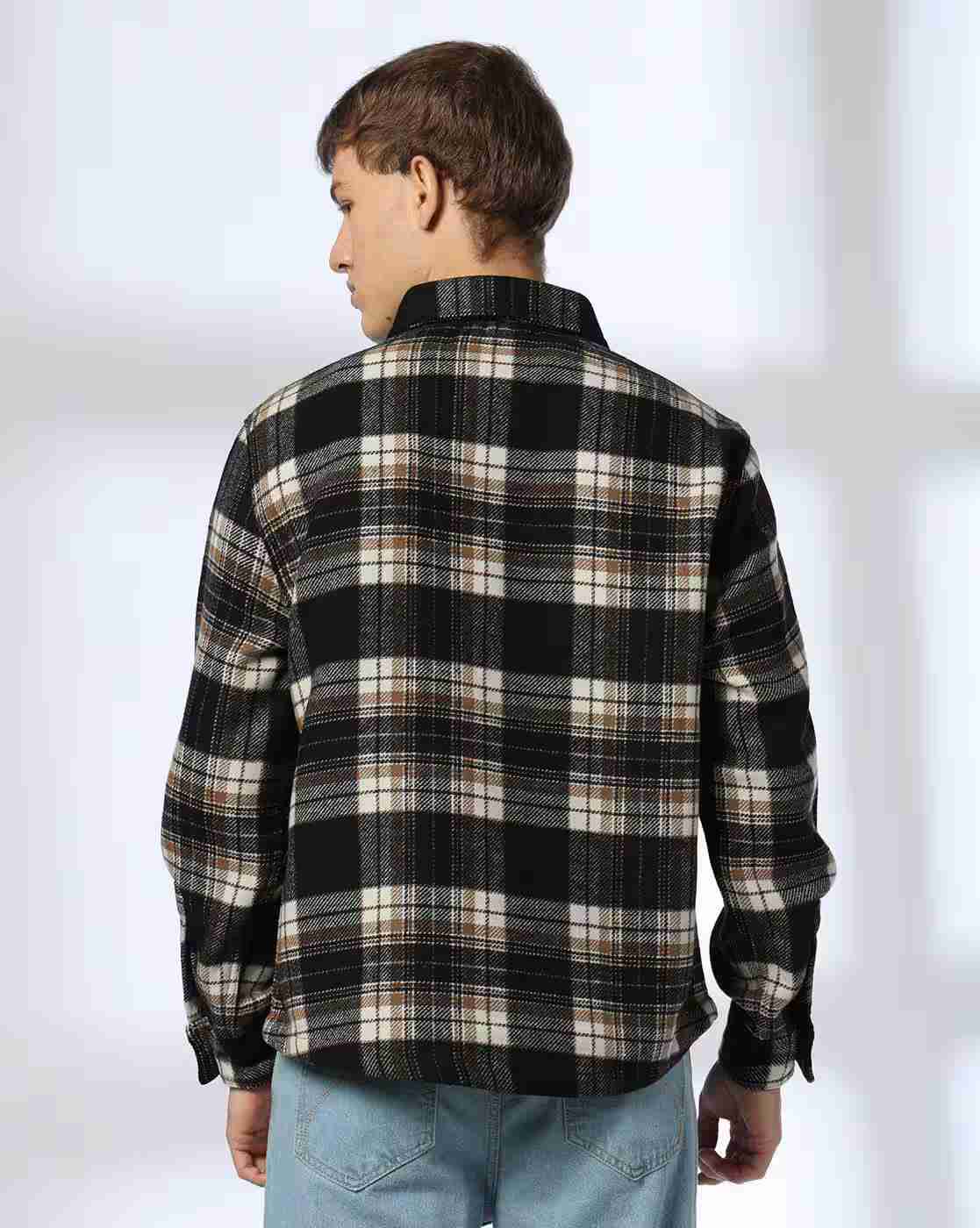 Rev-Verse | Men Checked Slim Fit Shacket|2