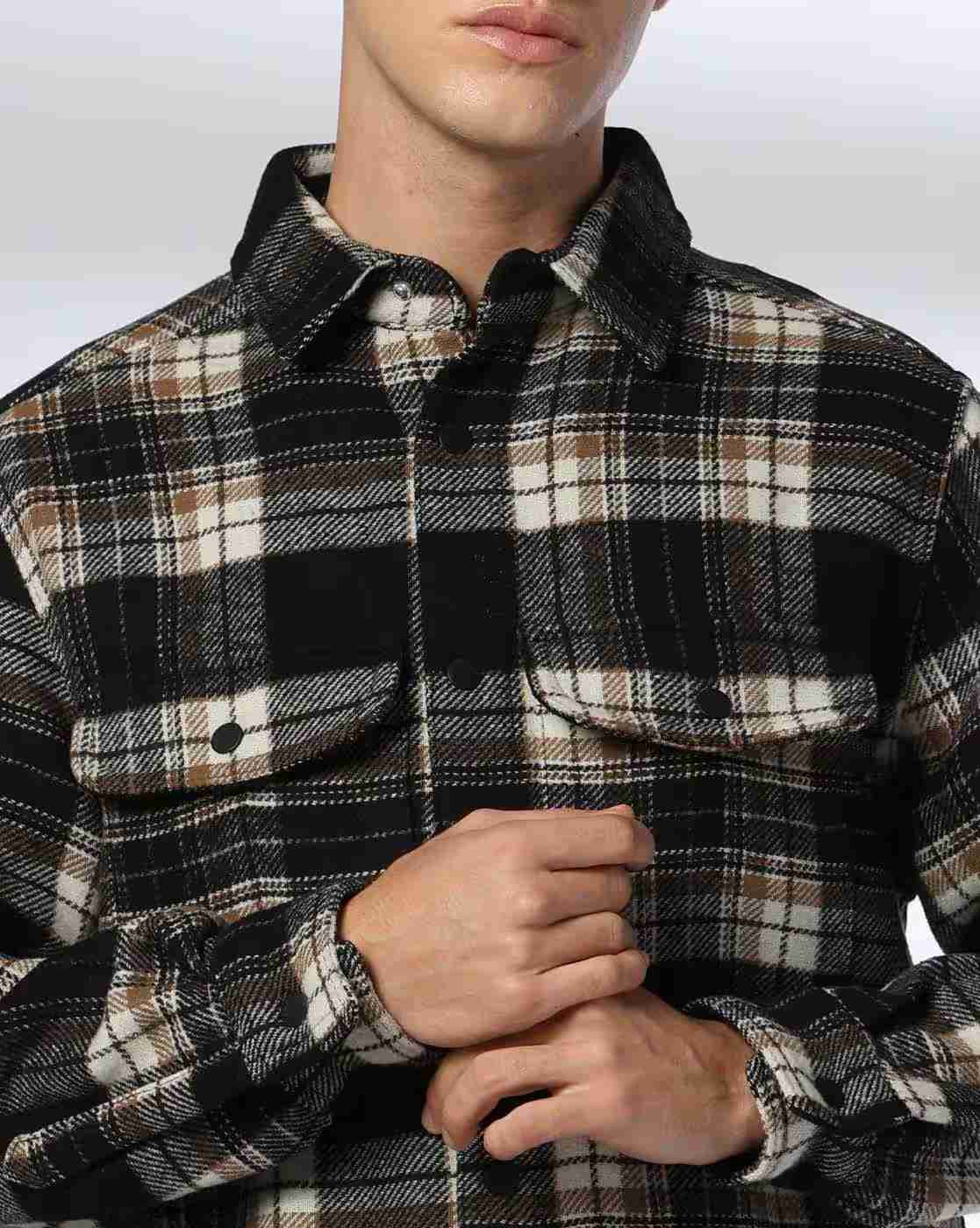 Rev-Verse | Men Checked Slim Fit Shacket|4