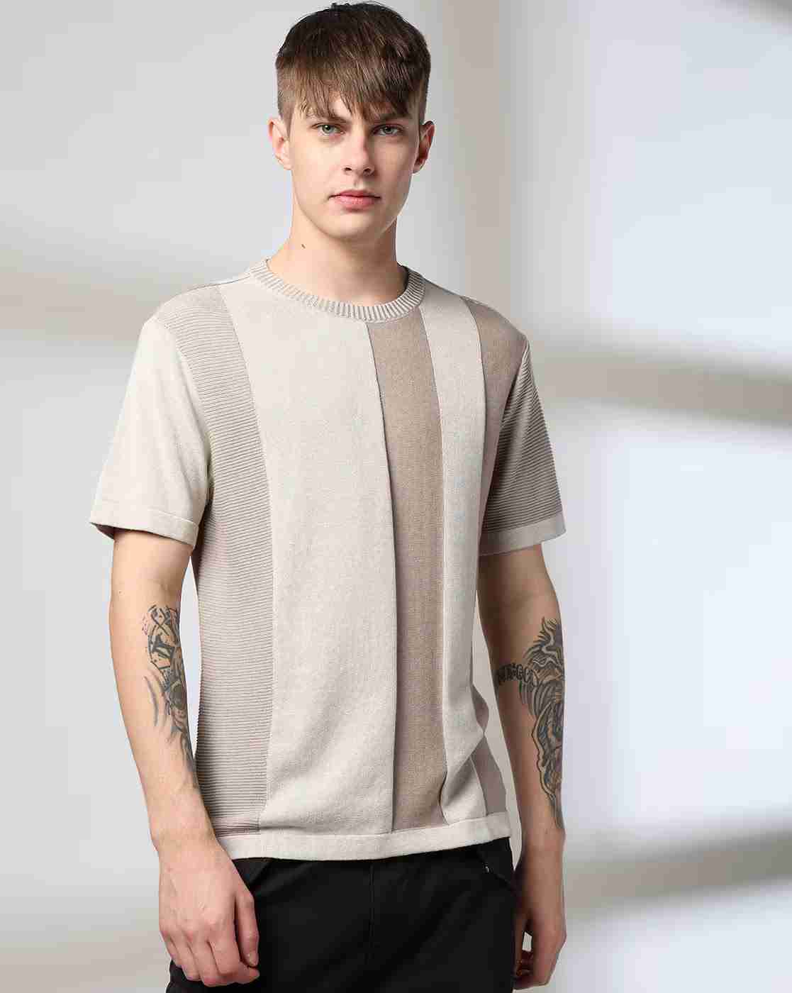 Rev-Verse | Men Striped Regular Fit Crew-Neck T-Shirt|1