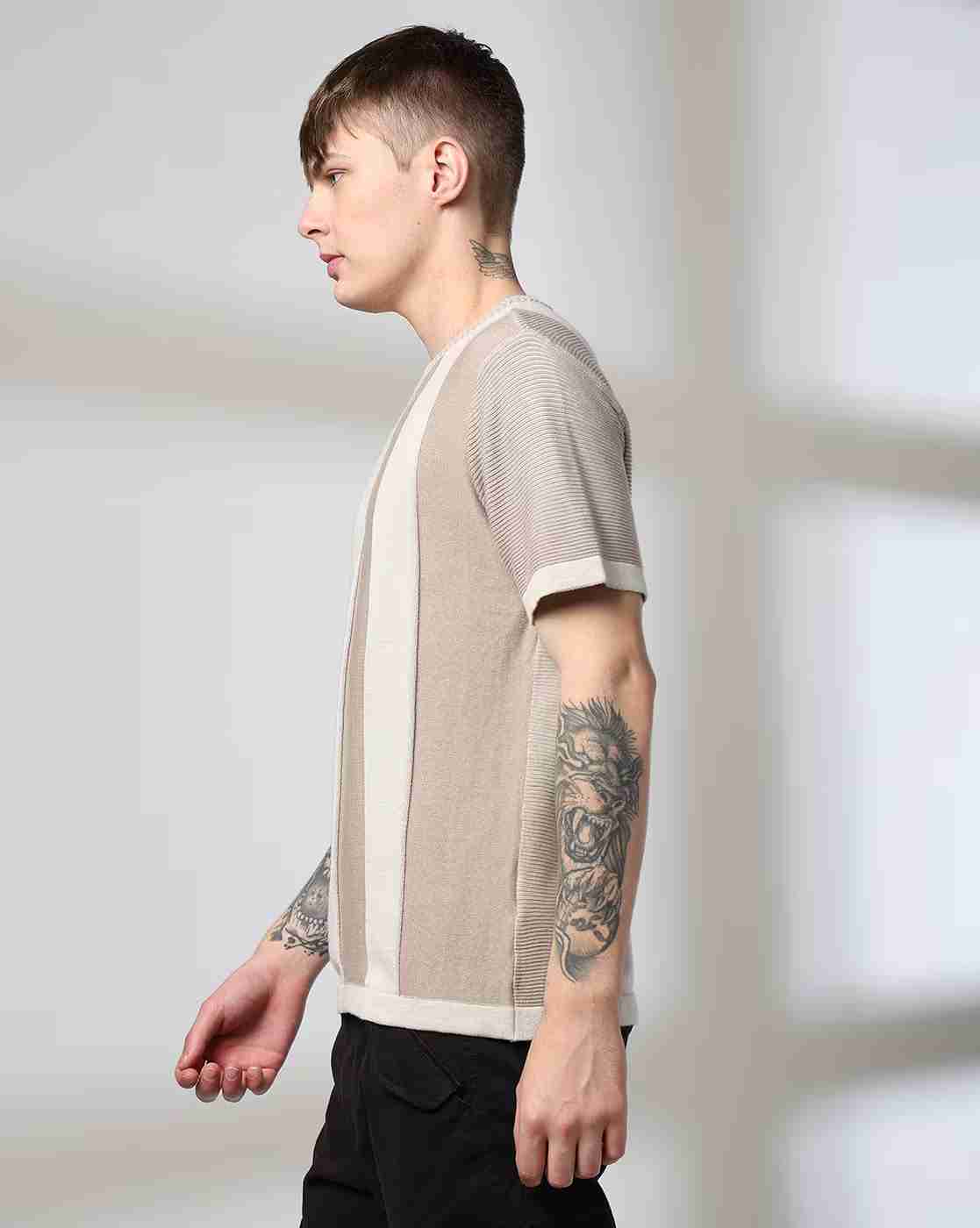 Rev-Verse | Men Striped Regular Fit Crew-Neck T-Shirt|2