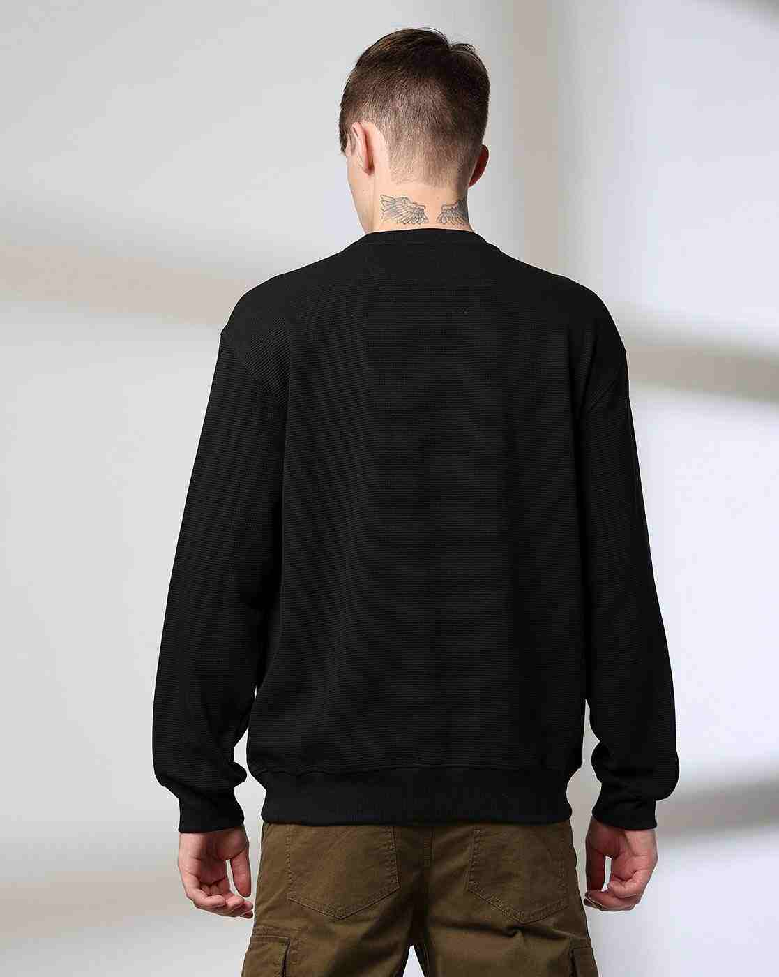 Rev-Verse | Men Waffle Textured Relaxed Fit Sweatshirt|2
