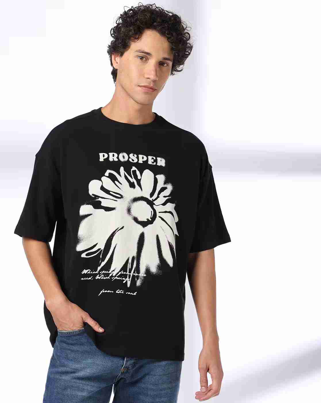 Rev-Verse | Men Graphic Print Oversized Fit Crew-Neck T-Shirt|0