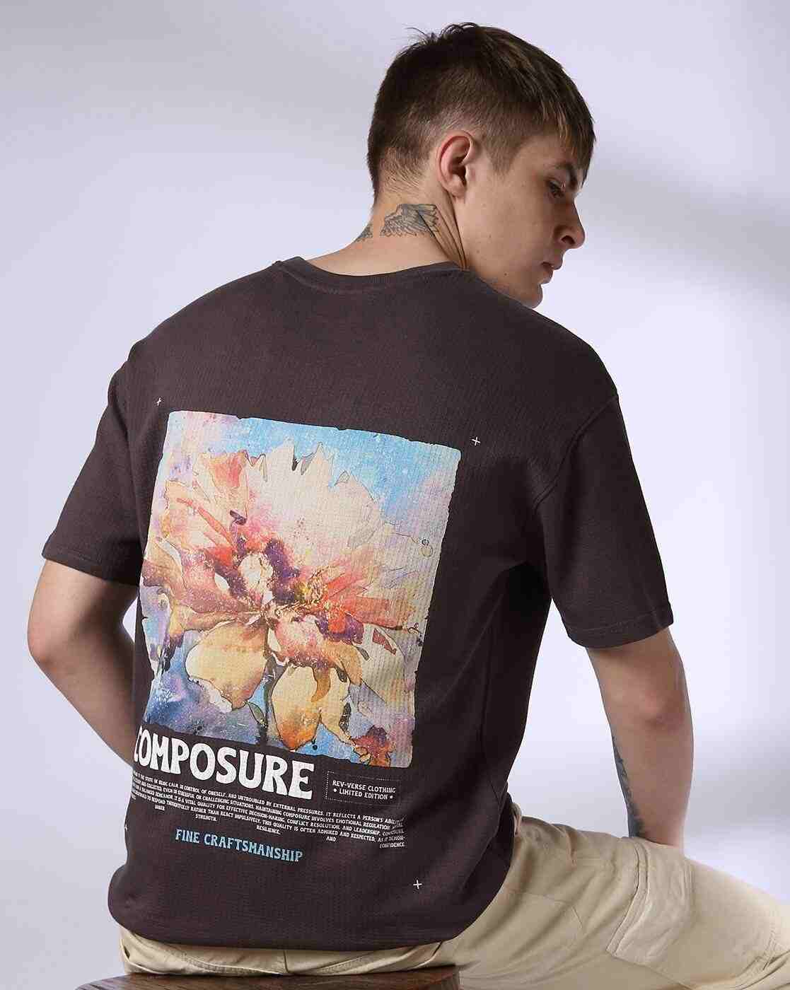 Rev-Verse | Men Printed Relaxed Fit Crew-Neck T-Shirt|0