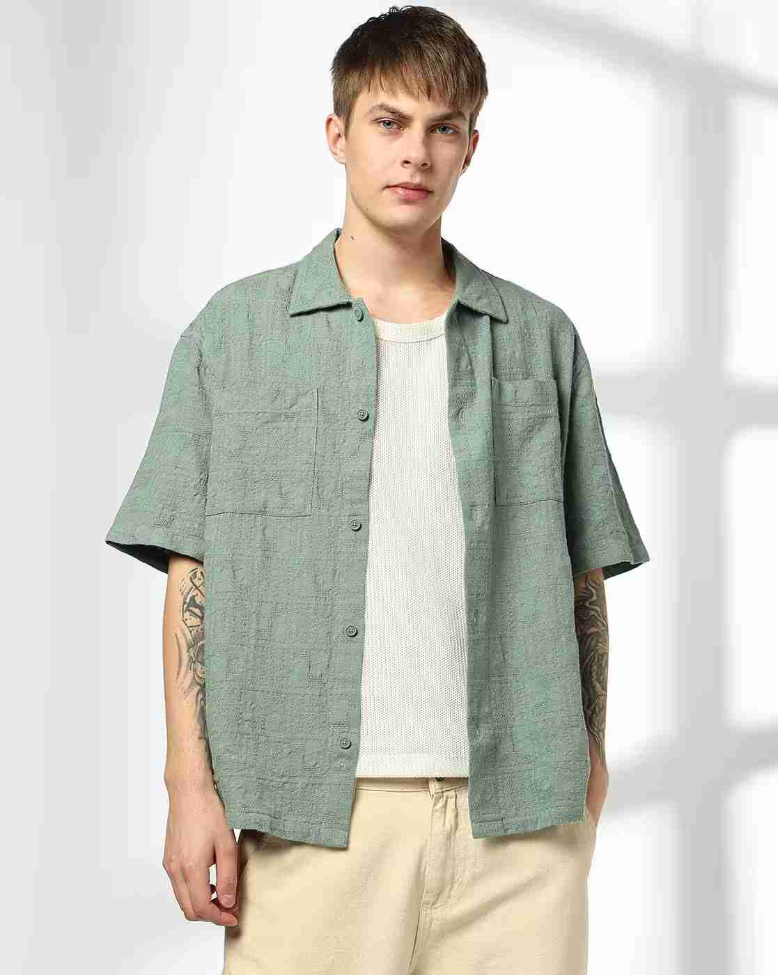 Rev-Verse | Men Self-Weaved Oversized Fit Shirt|3