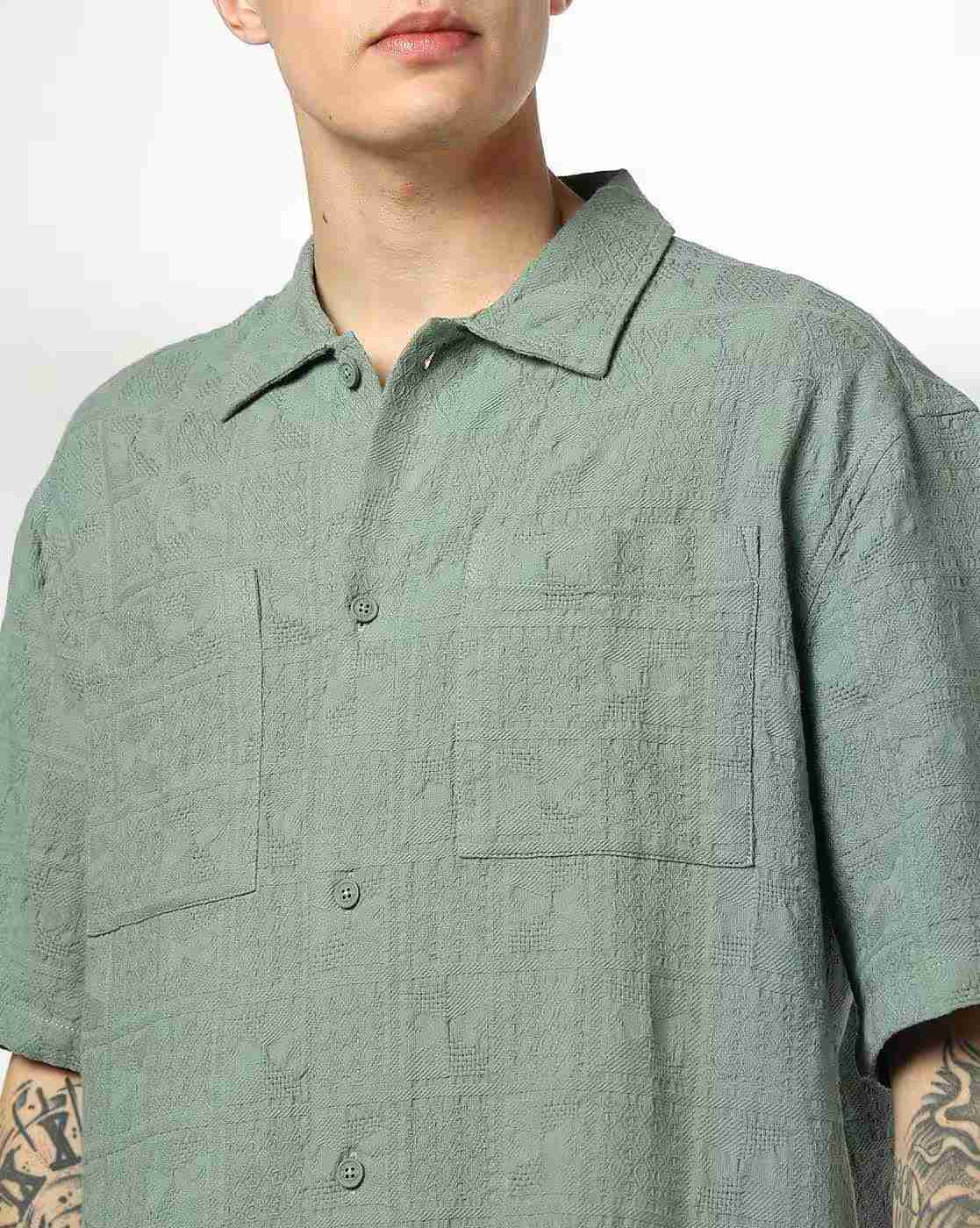 Rev-Verse | Men Self-Weaved Oversized Fit Shirt|4