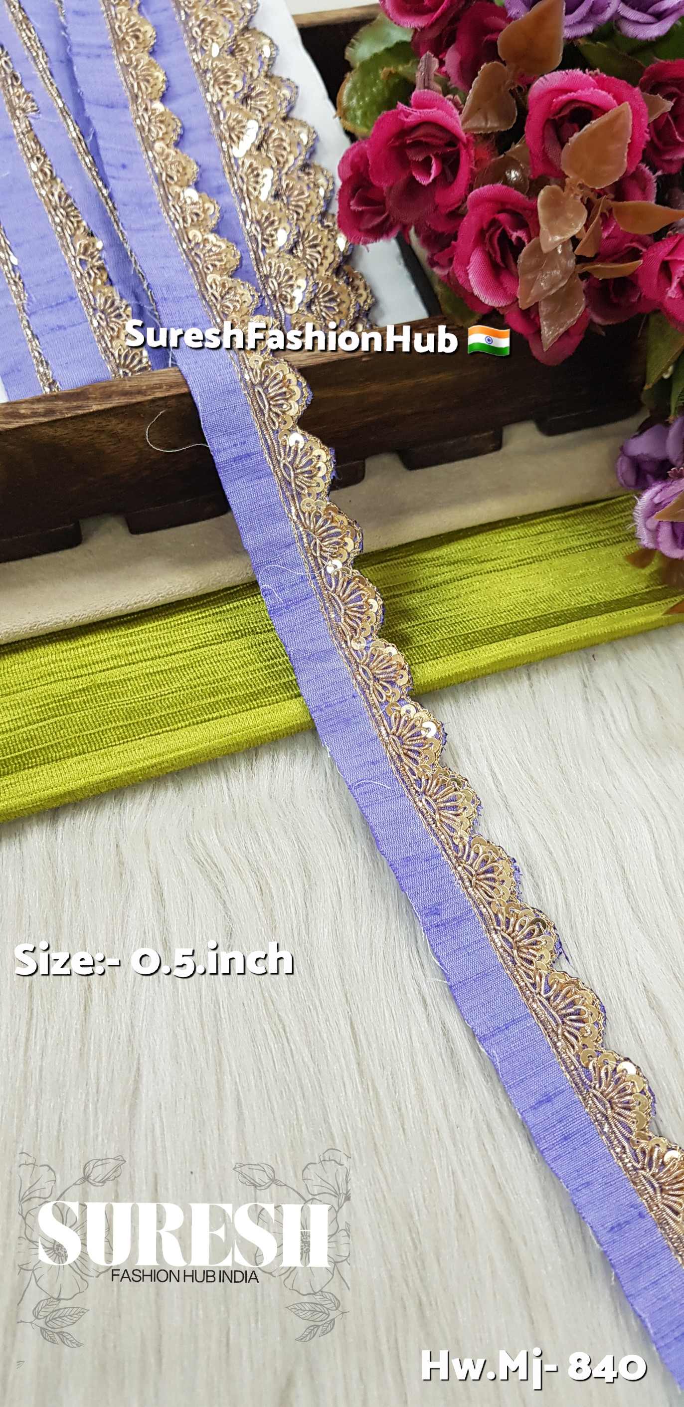 Lilac Zardosi Scalloped Border – Mj-840