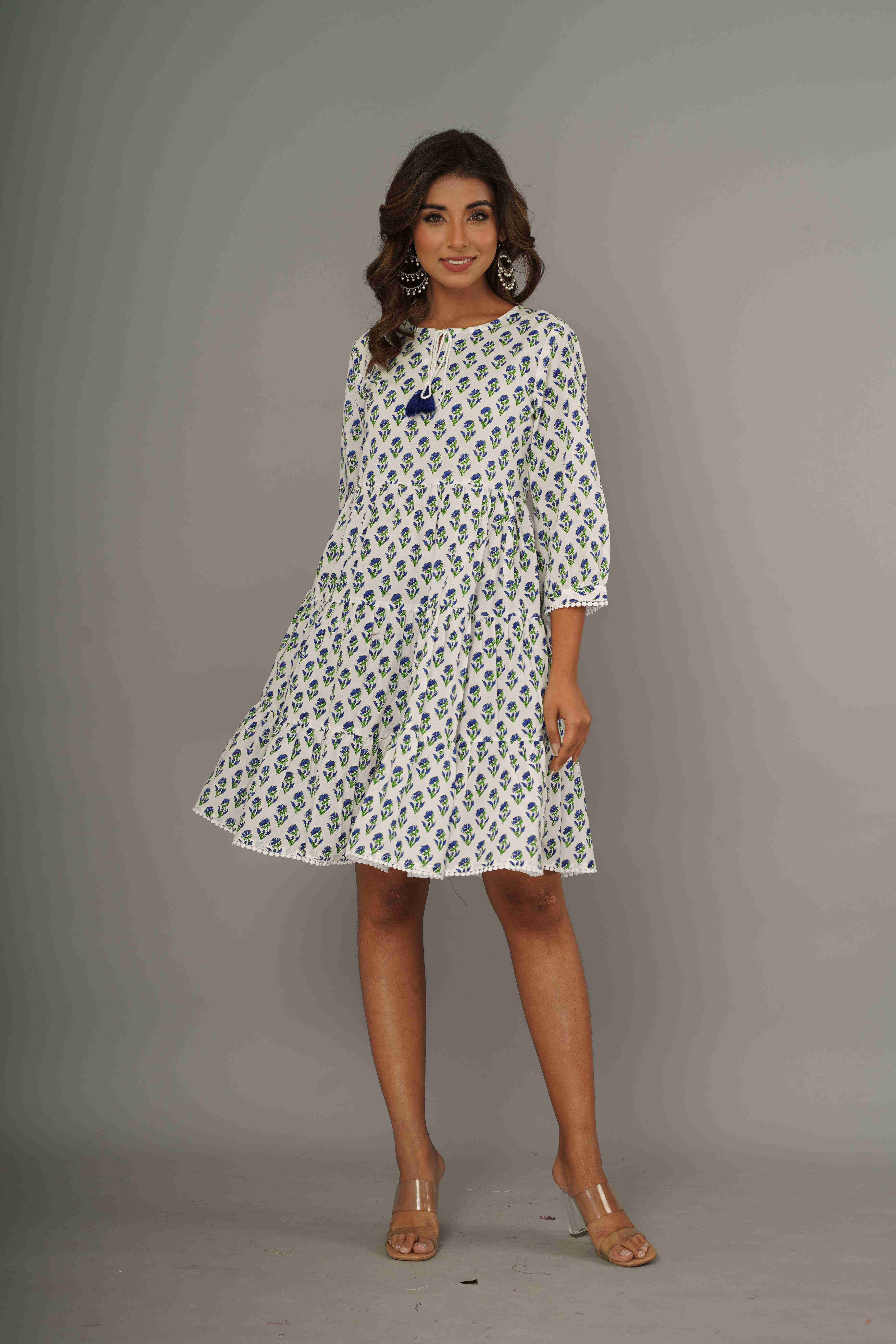 Women White Ethnic Motifs Printed Pure Cotton dress
