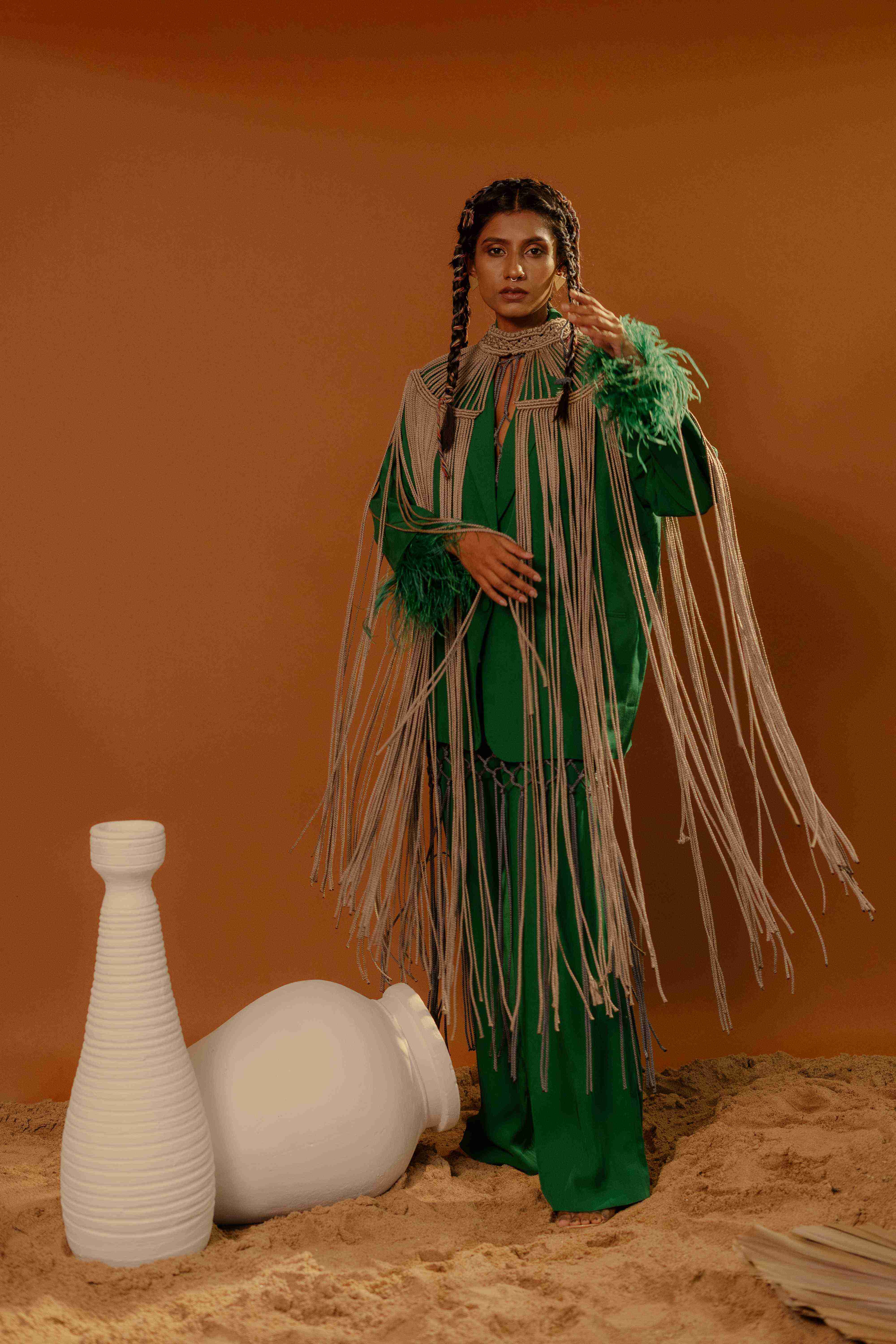 The Showstopper Cape in Metallic Brown