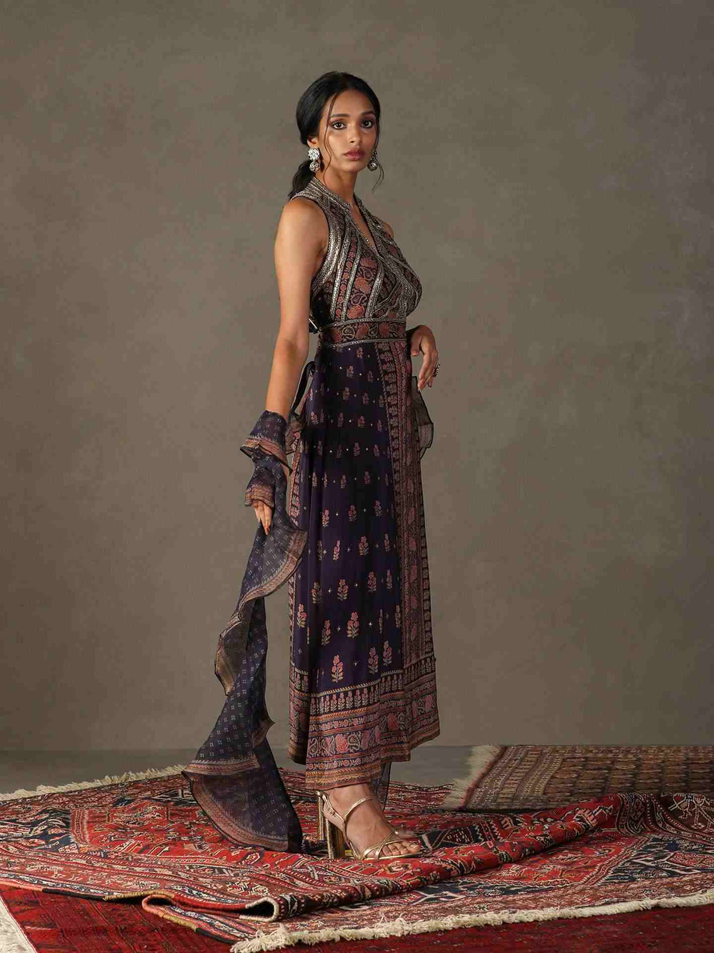 Violet Blue & Beige Judy Suit Set
