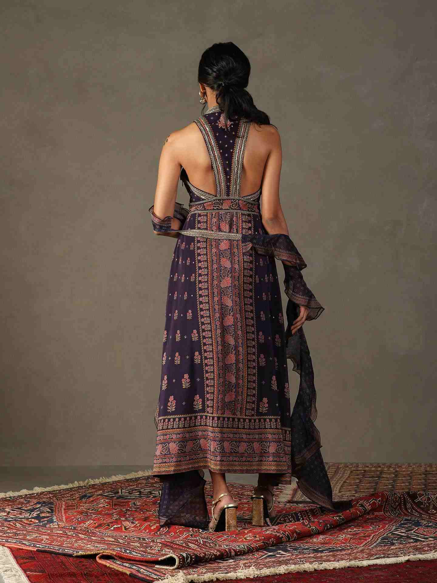 Violet Blue & Beige Judy Suit Set