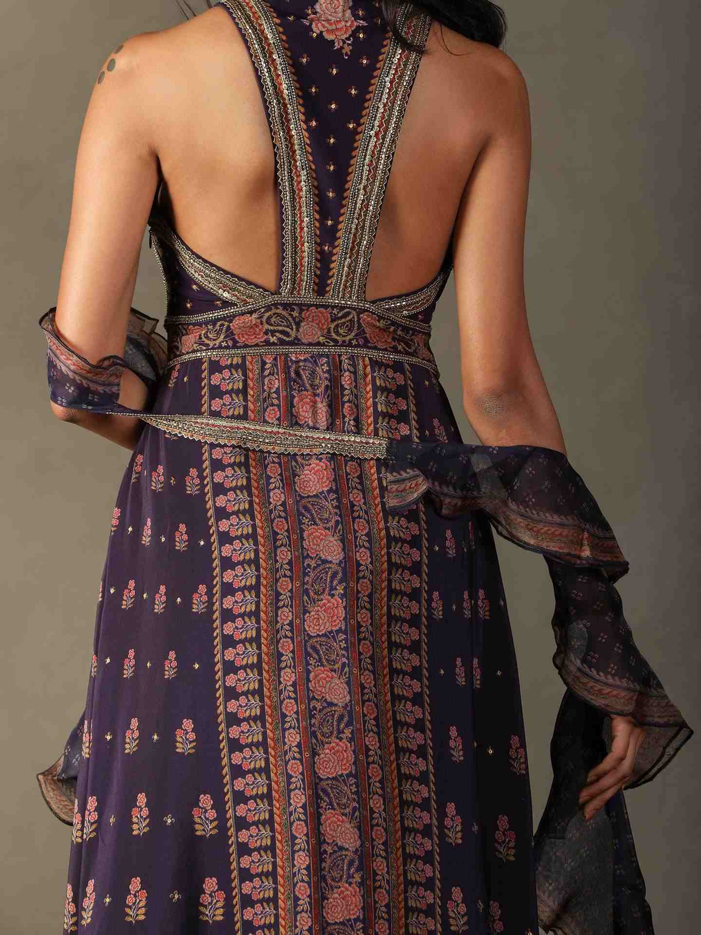 Violet Blue & Beige Judy Suit Set