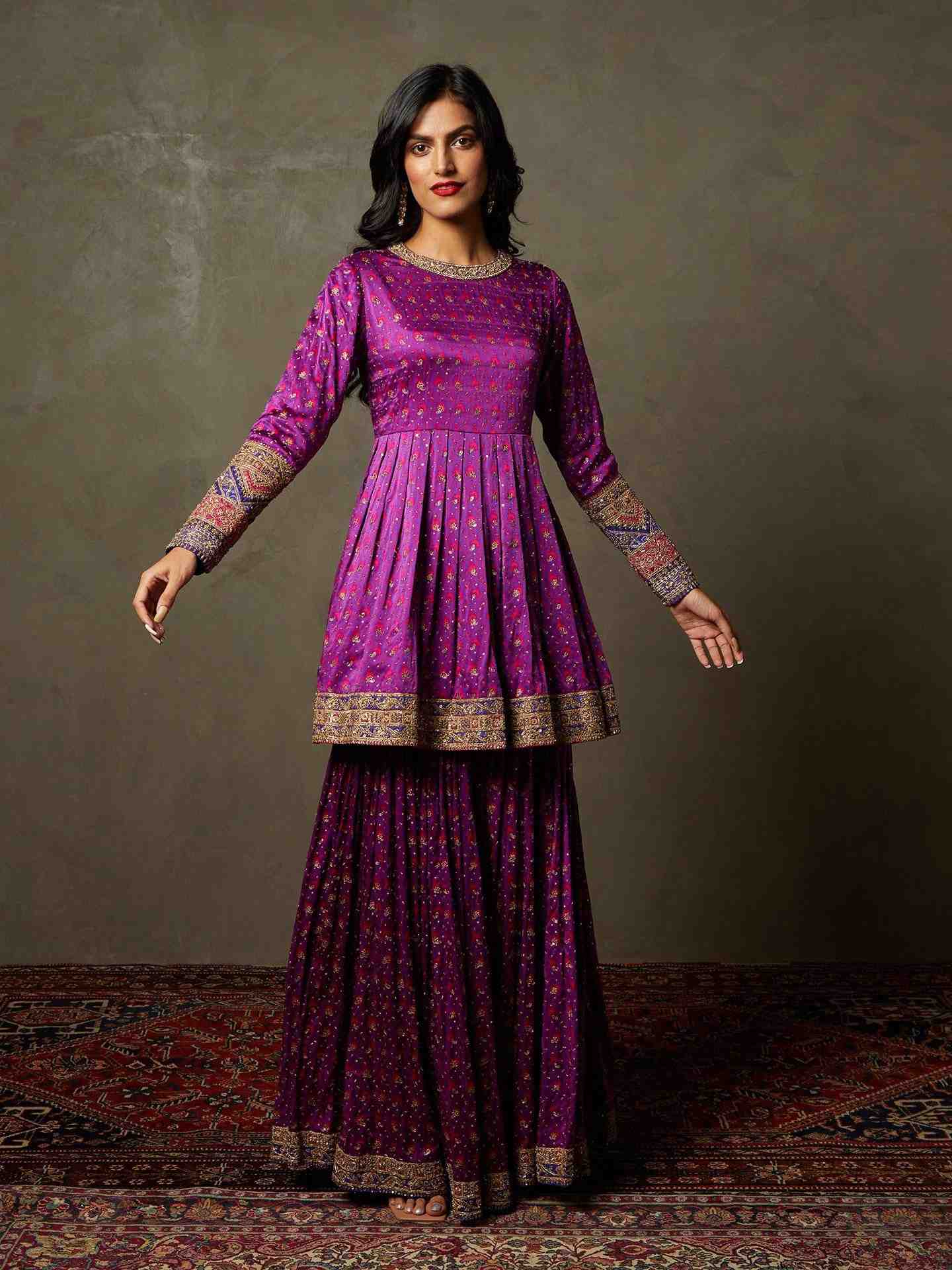 Purple & Fuschia Salya Ensemble