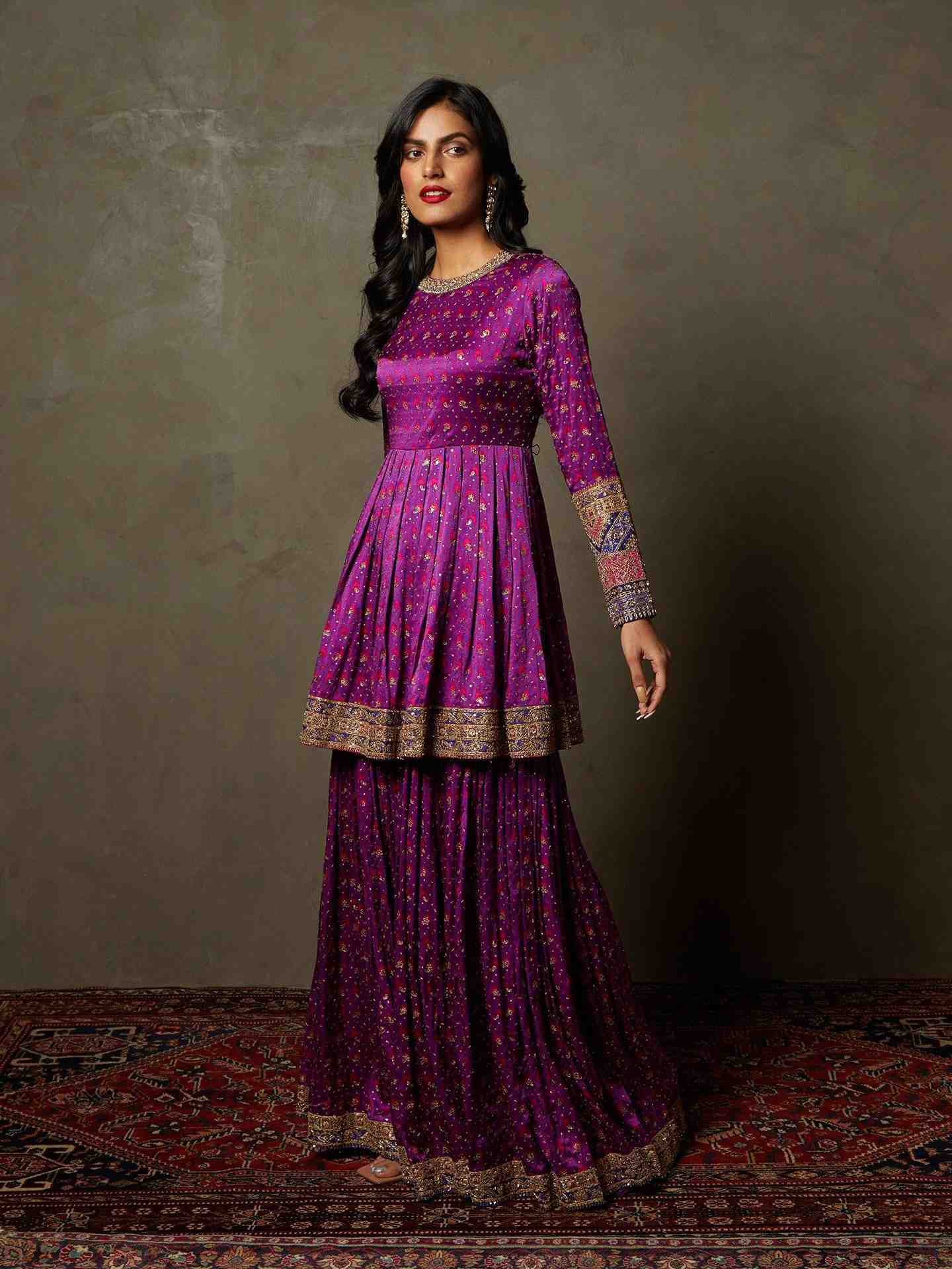 Purple & Fuschia Salya Ensemble