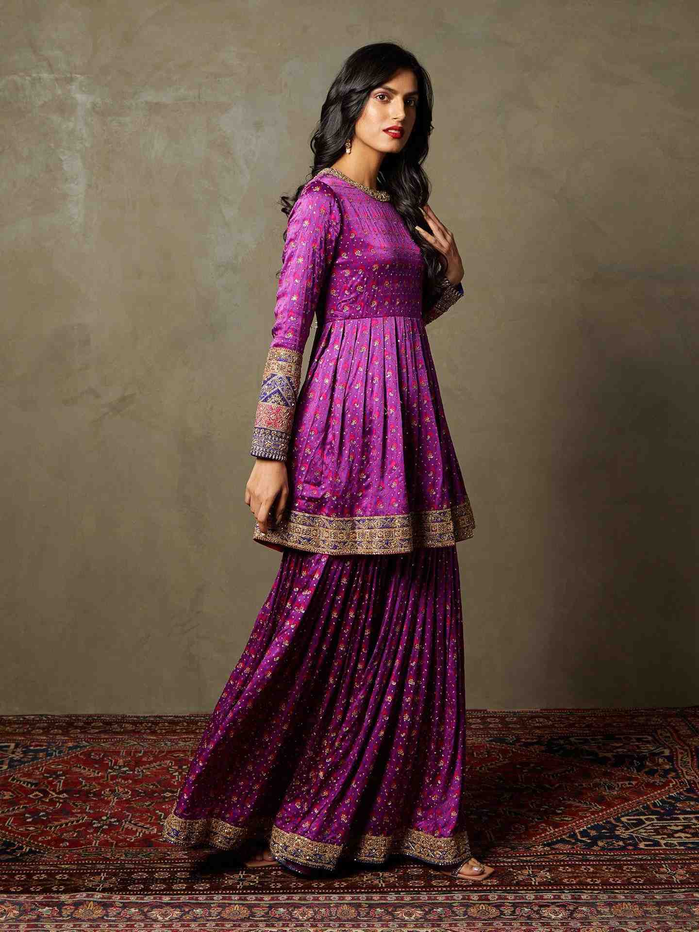 Purple & Fuschia Salya Ensemble
