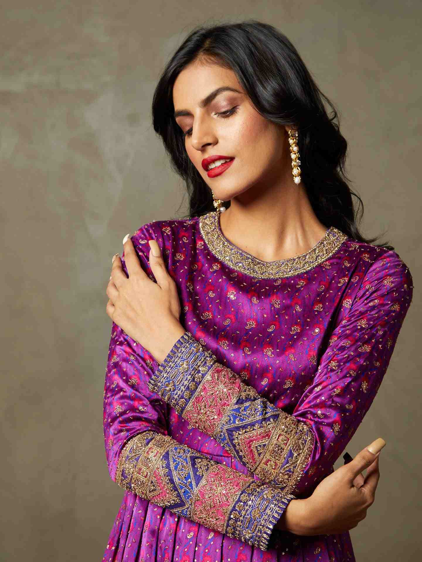 Purple & Fuschia Salya Ensemble