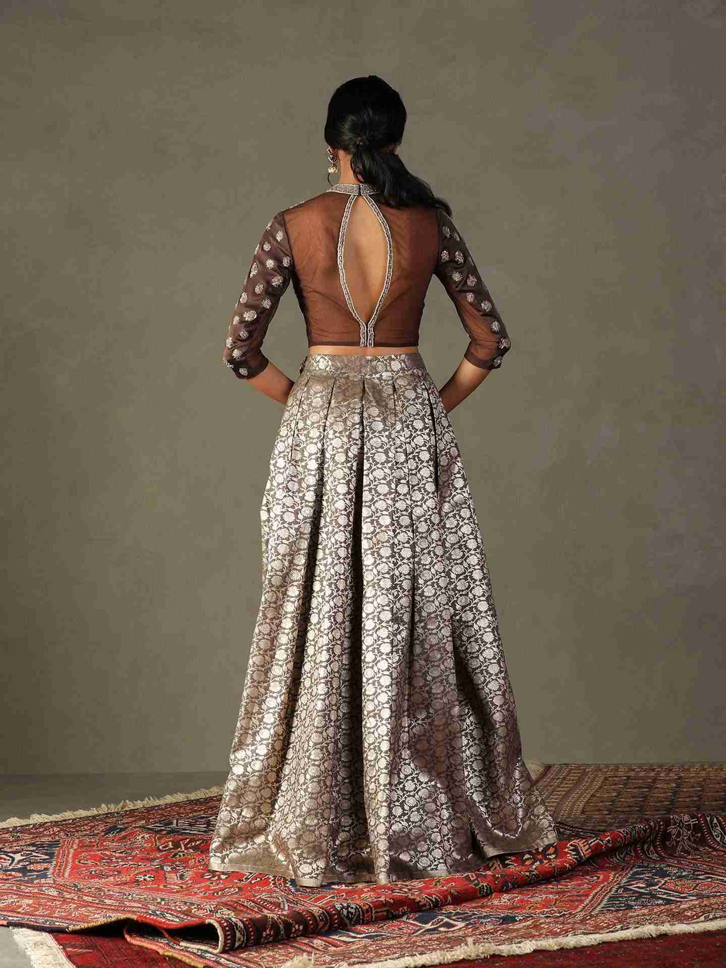 Slate Grey & Brown Rudraksh Ensemble