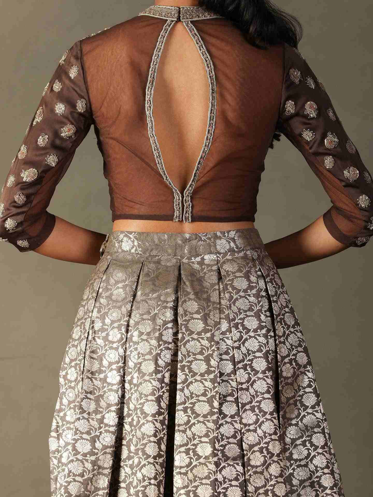 Slate Grey & Brown Rudraksh Ensemble