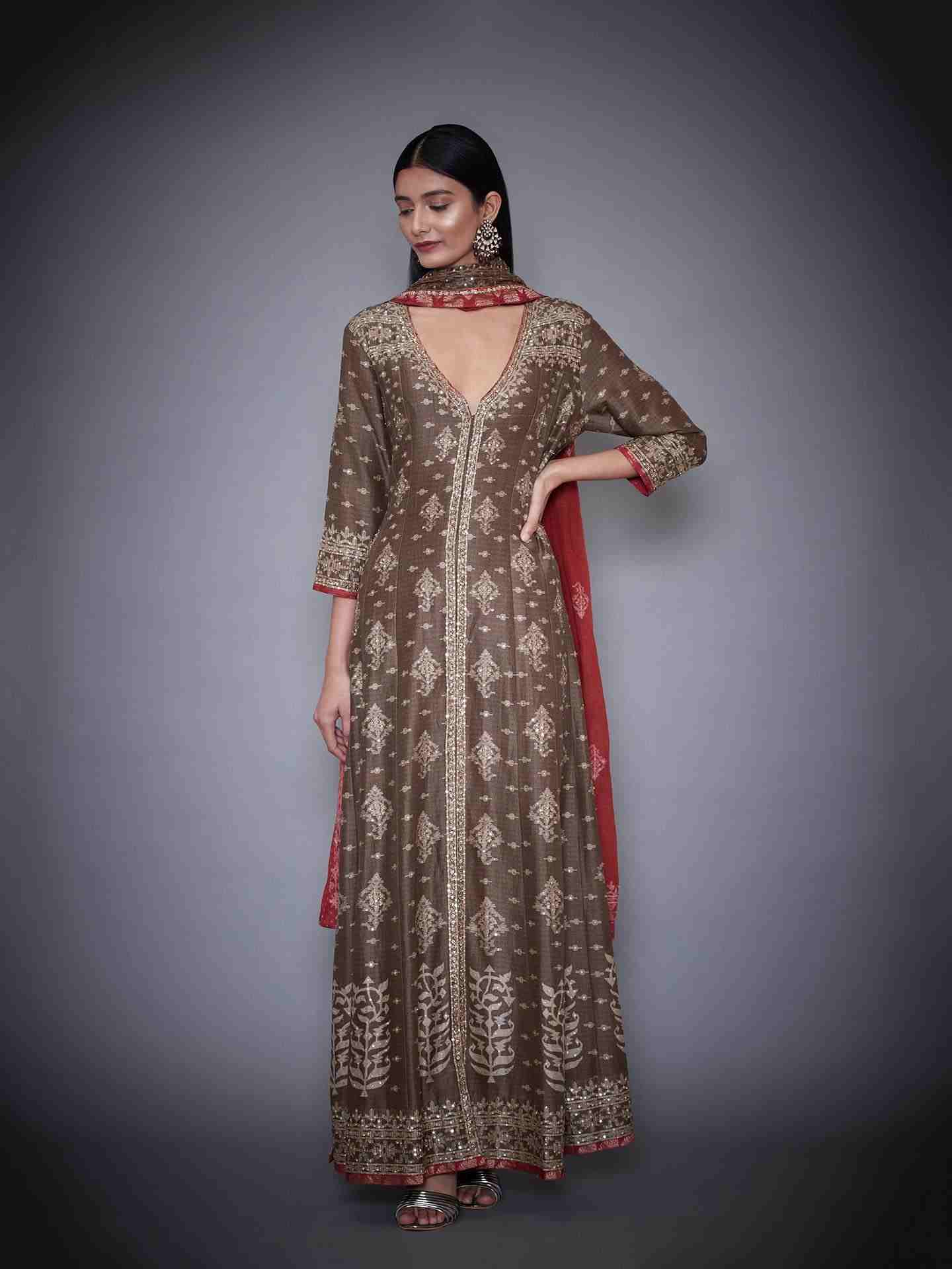Brown & Burgundy Anjali Suit Set