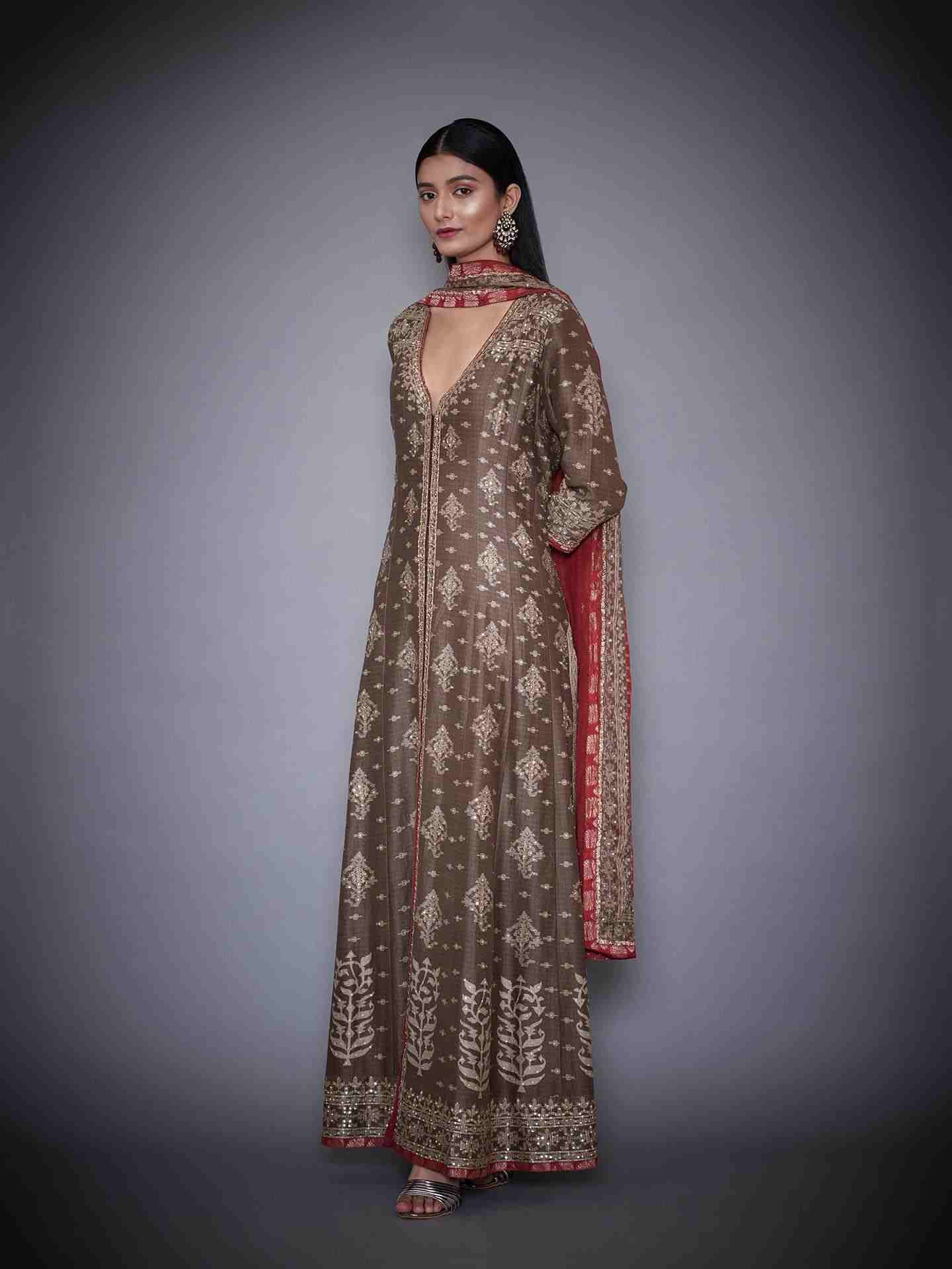 Brown & Burgundy Anjali Suit Set