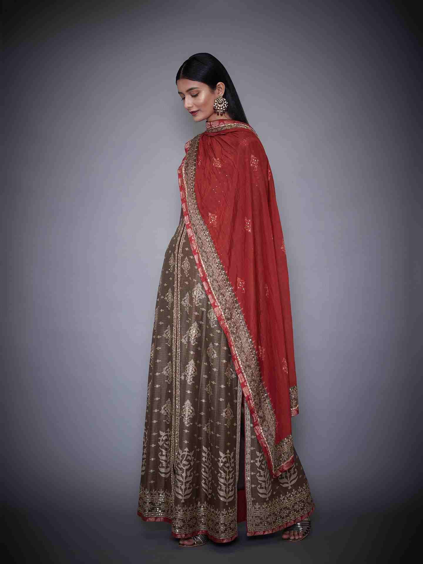 Brown & Burgundy Anjali Suit Set