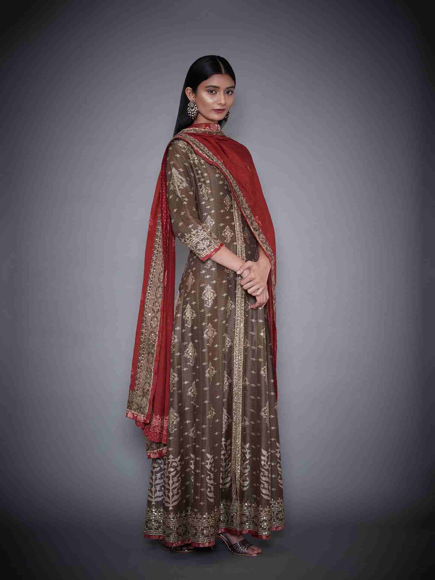 Brown & Burgundy Anjali Suit Set