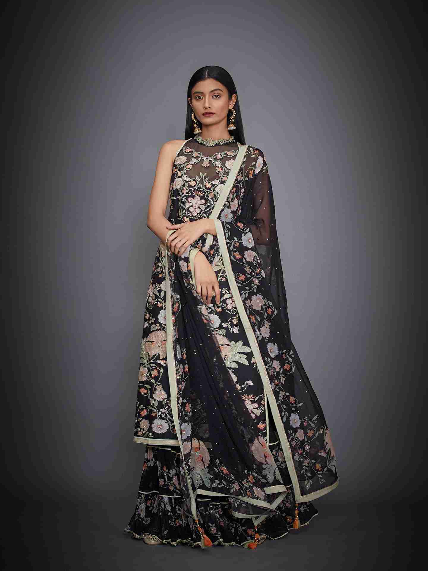 Black & Multi Garden Of Eden Suit Set
