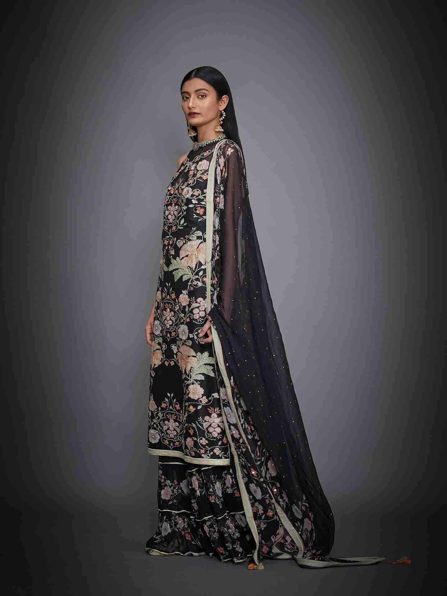 Black & Multi Garden Of Eden Suit Set