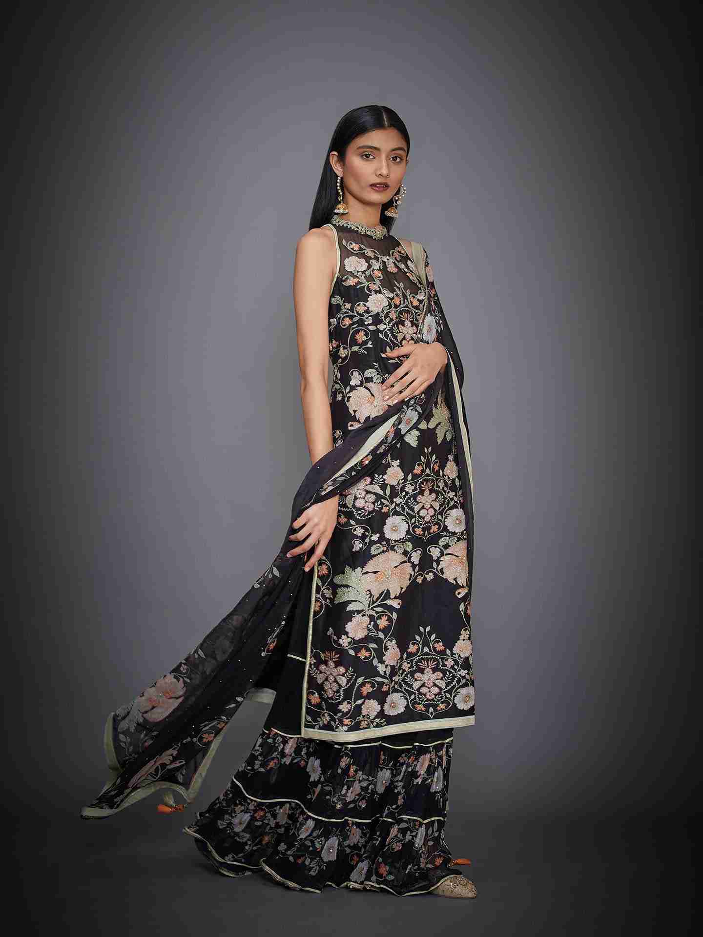 Black & Multi Garden Of Eden Suit Set