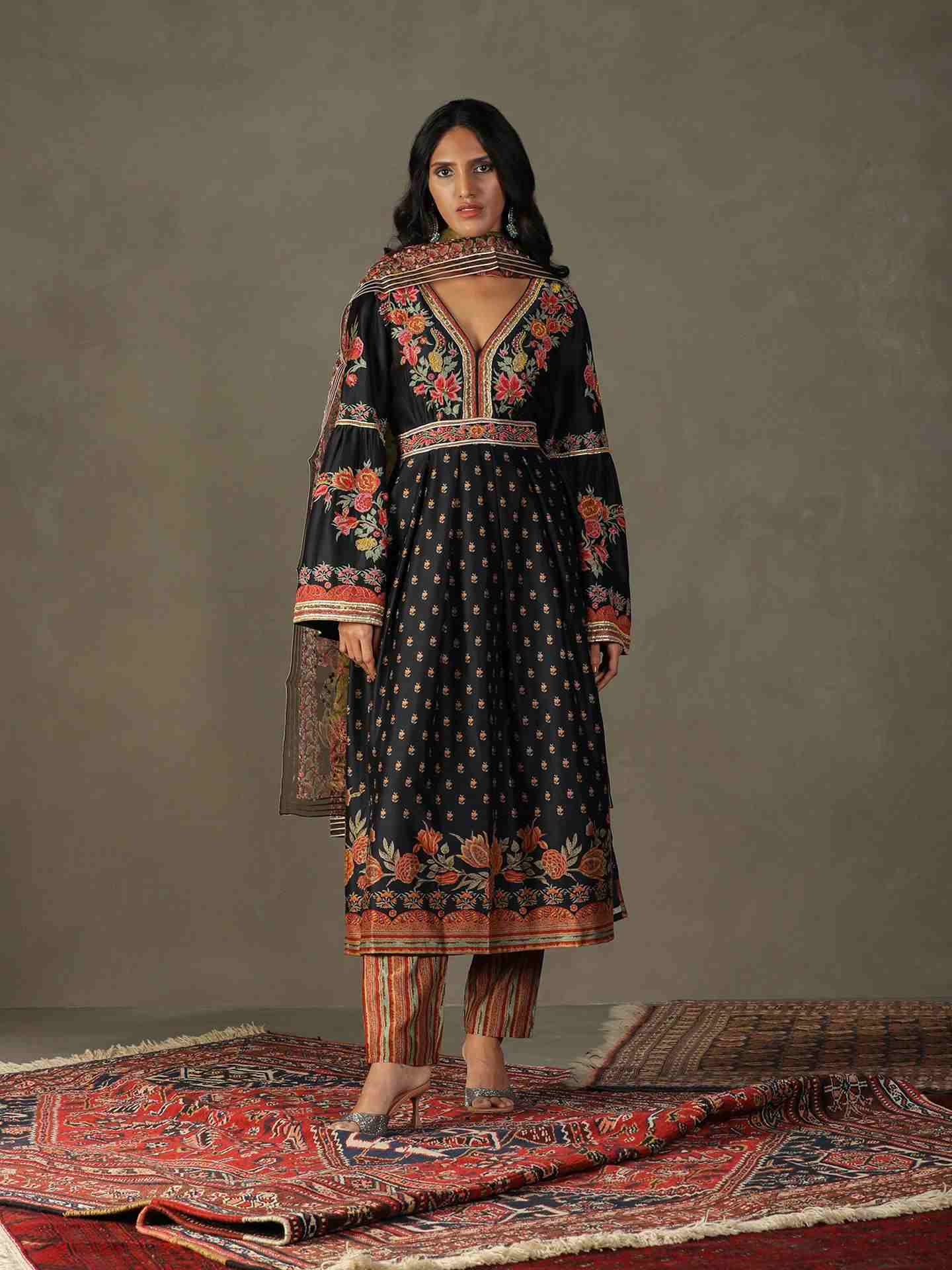 Navy & Multi Dahlia Anarkali Suit