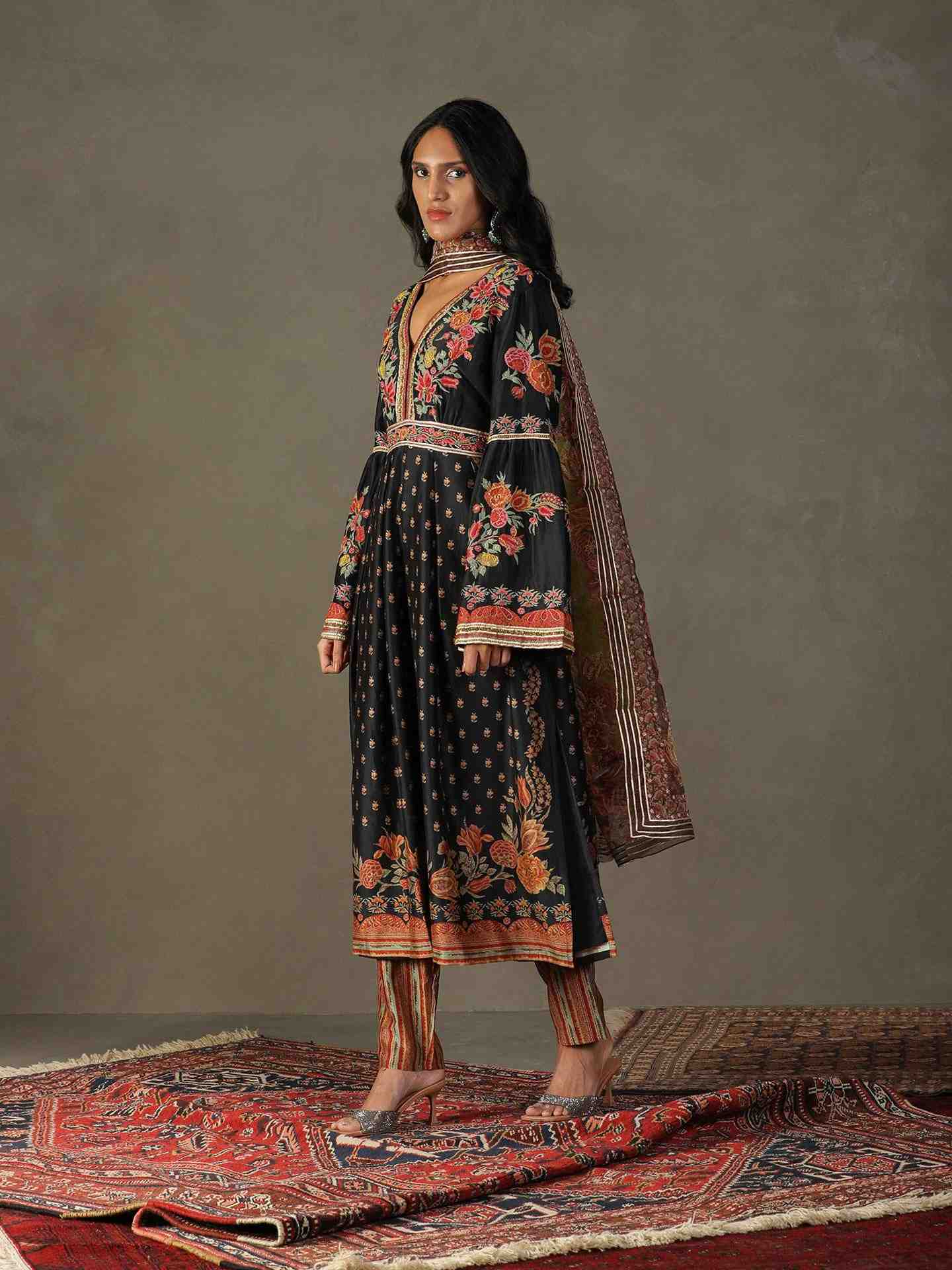 Navy & Multi Dahlia Anarkali Suit
