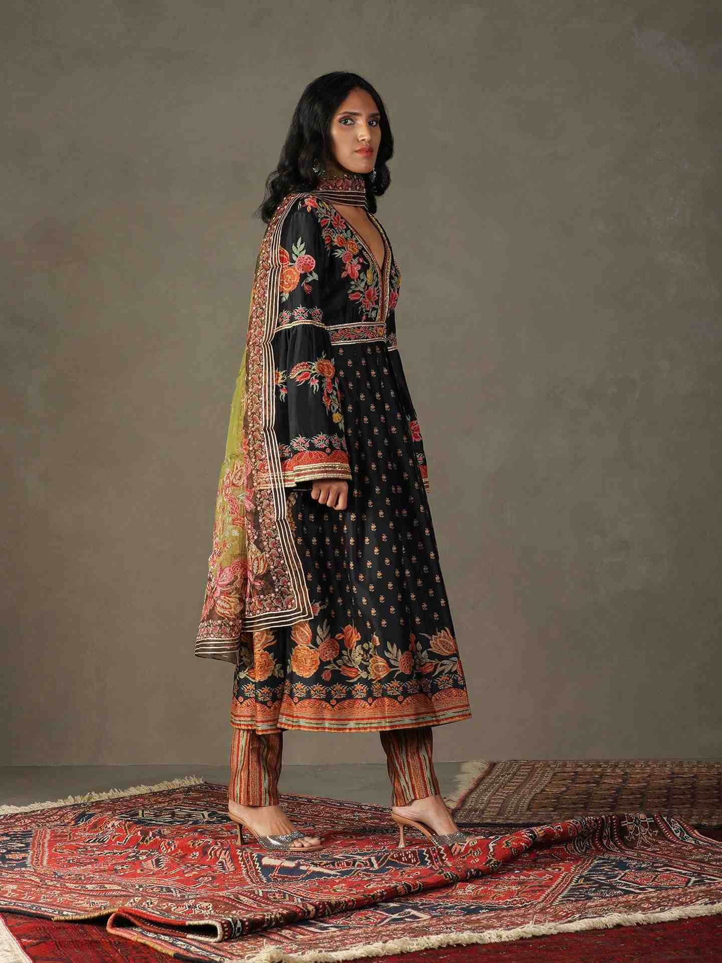 Navy & Multi Dahlia Anarkali Suit
